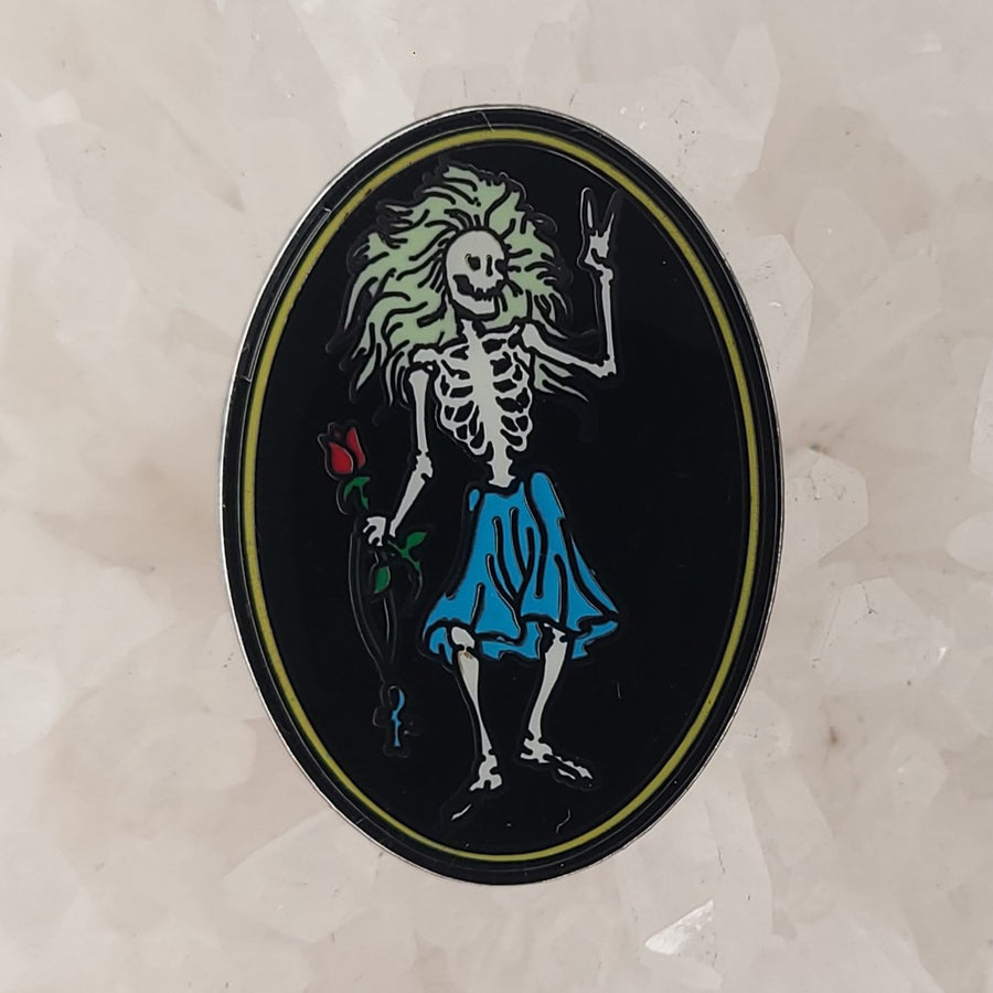 Forever Grateful Rose Skeleton Dead Lot Woman Trippy Art Enamel Pins Hat Pins Lapel Pin Brooch Badge Festival Pin
