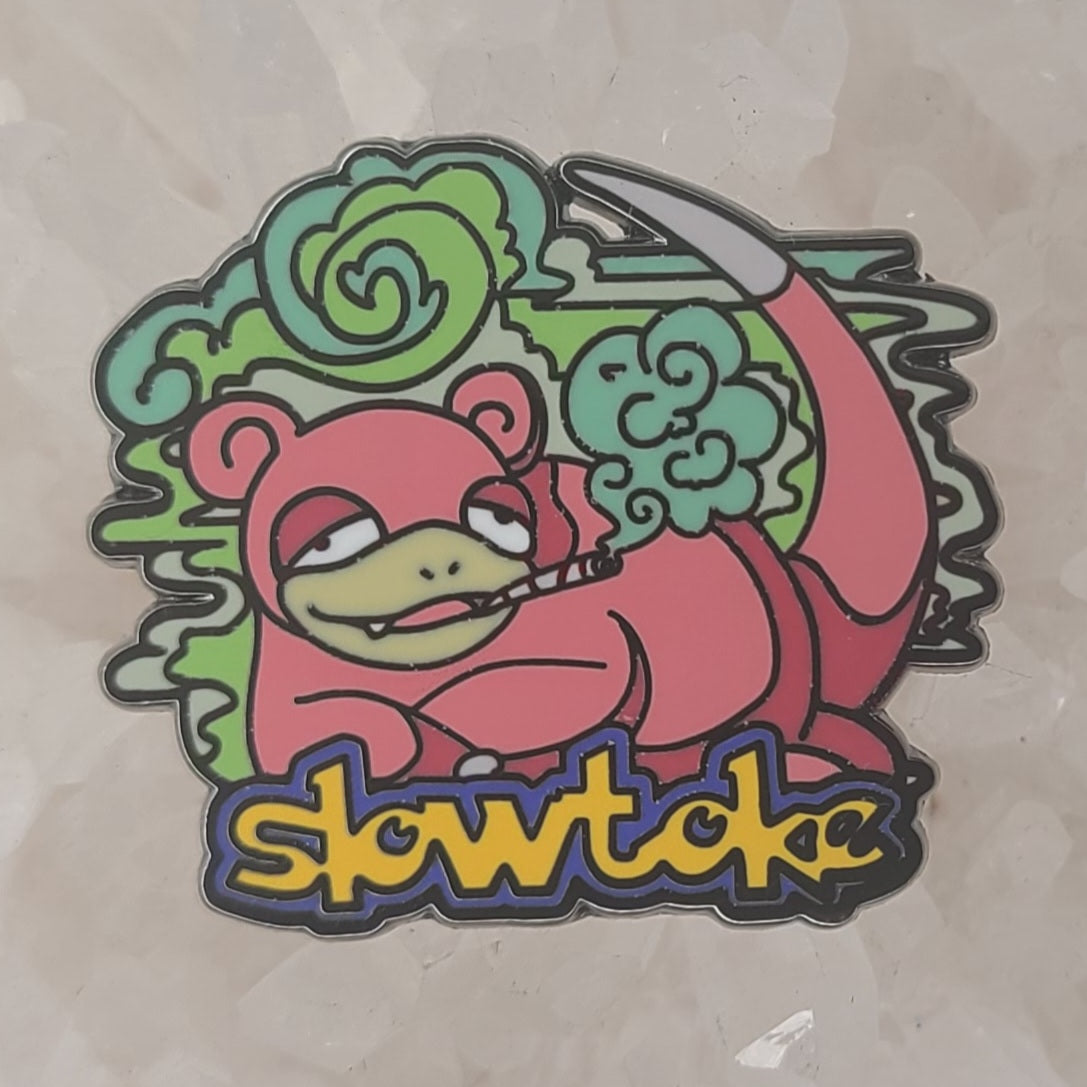 Slowtoke Stoner Slowpoke Smoke Toke-mon Video Game Weed 90s Cartoon Enamel Hat Pin