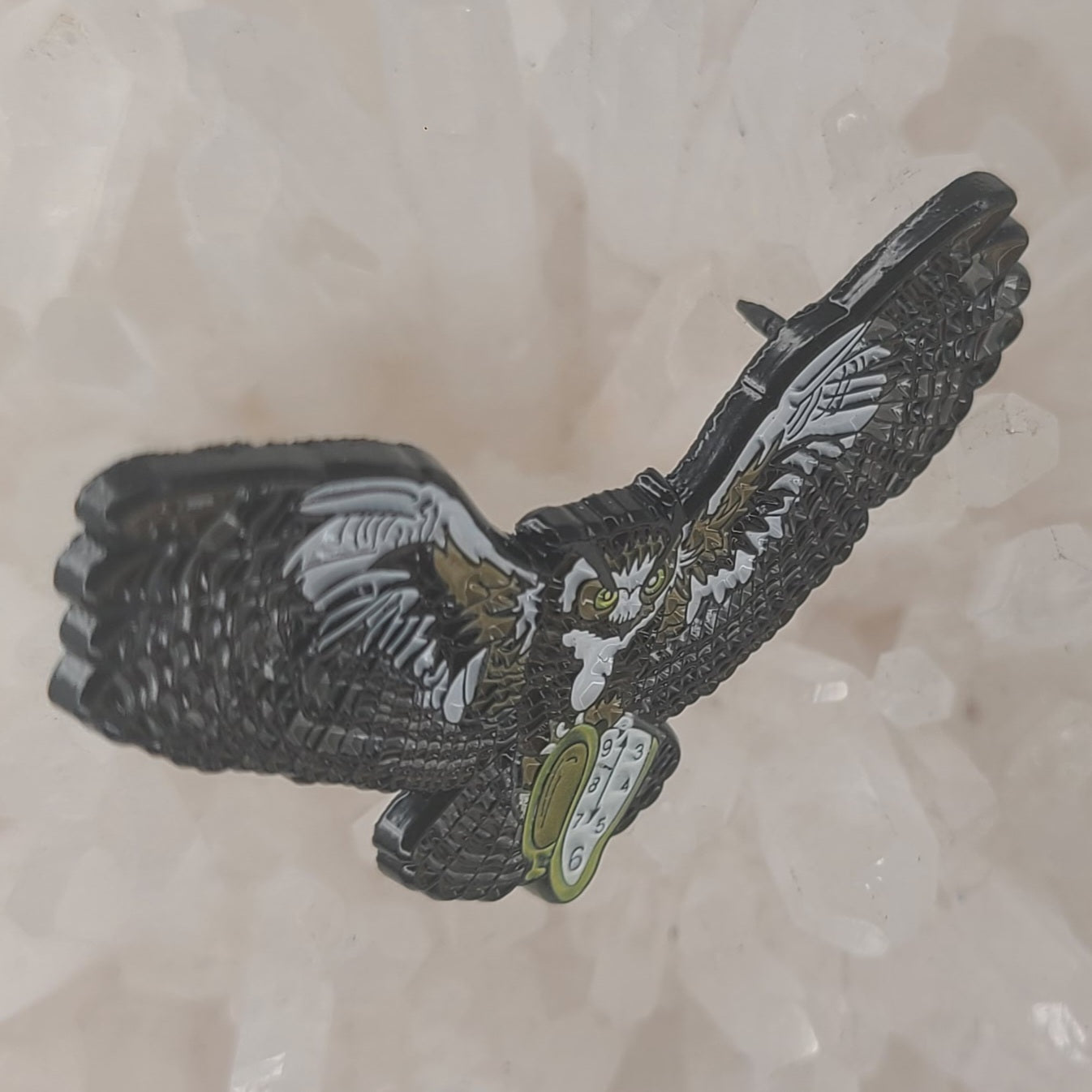 Time Flies Salvador Owlie Dhali Time Clock Owl Melt Bird Pocket Watch Glow Enamel Hat Pin