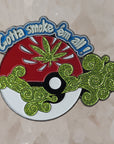 Gotta Smoke Em All Pokeball Tokemon Medical Weed Smoke Gold Glitter Enamel Pins Hat Pins Lapel Pin Brooch Badge Festival Pin