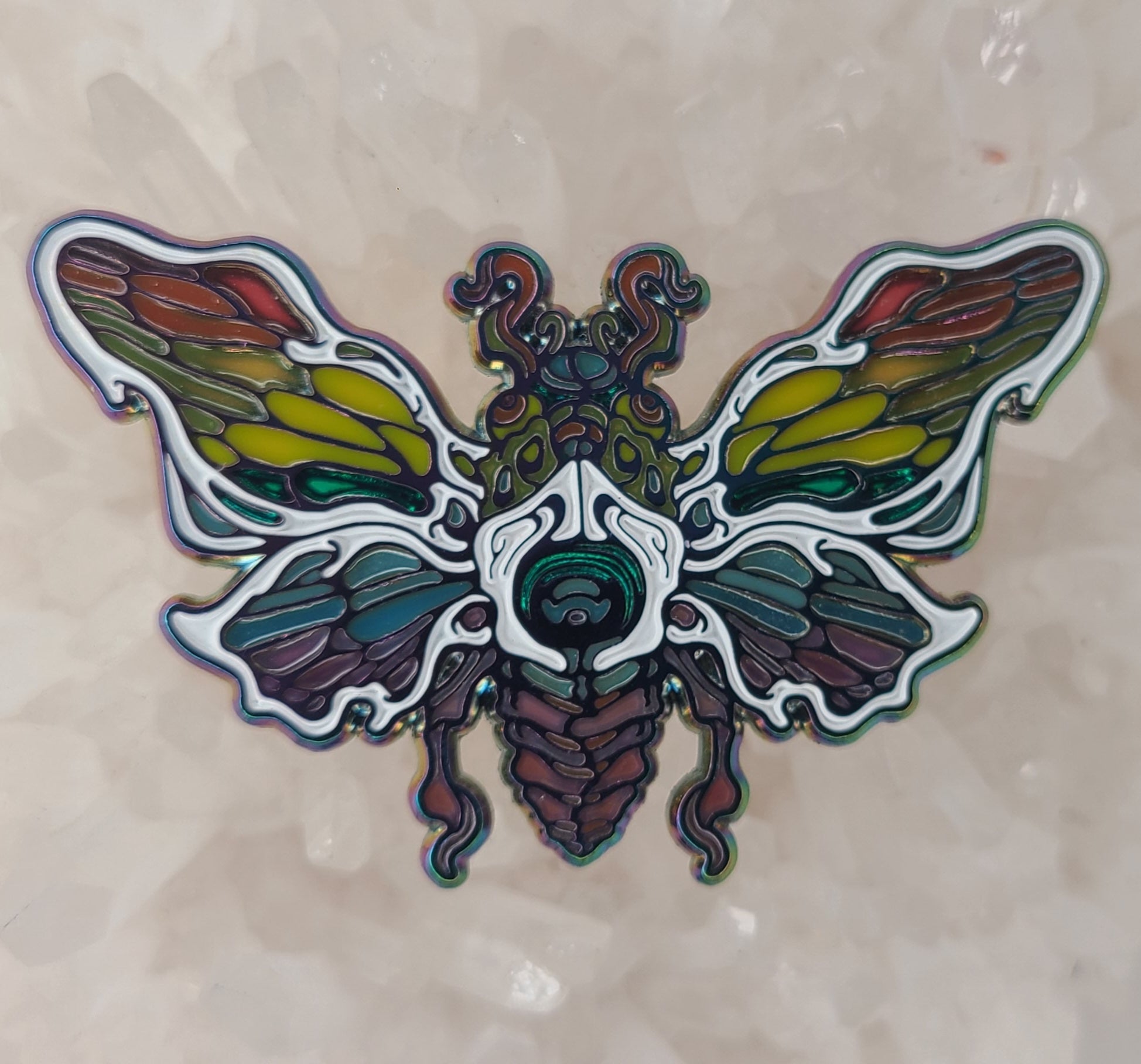 Jade Cicada Stained Glass Butterfly Moth White Edm Dj Music Enamel Pins Hat Pins Lapel Pin Brooch Badge Festival Pin