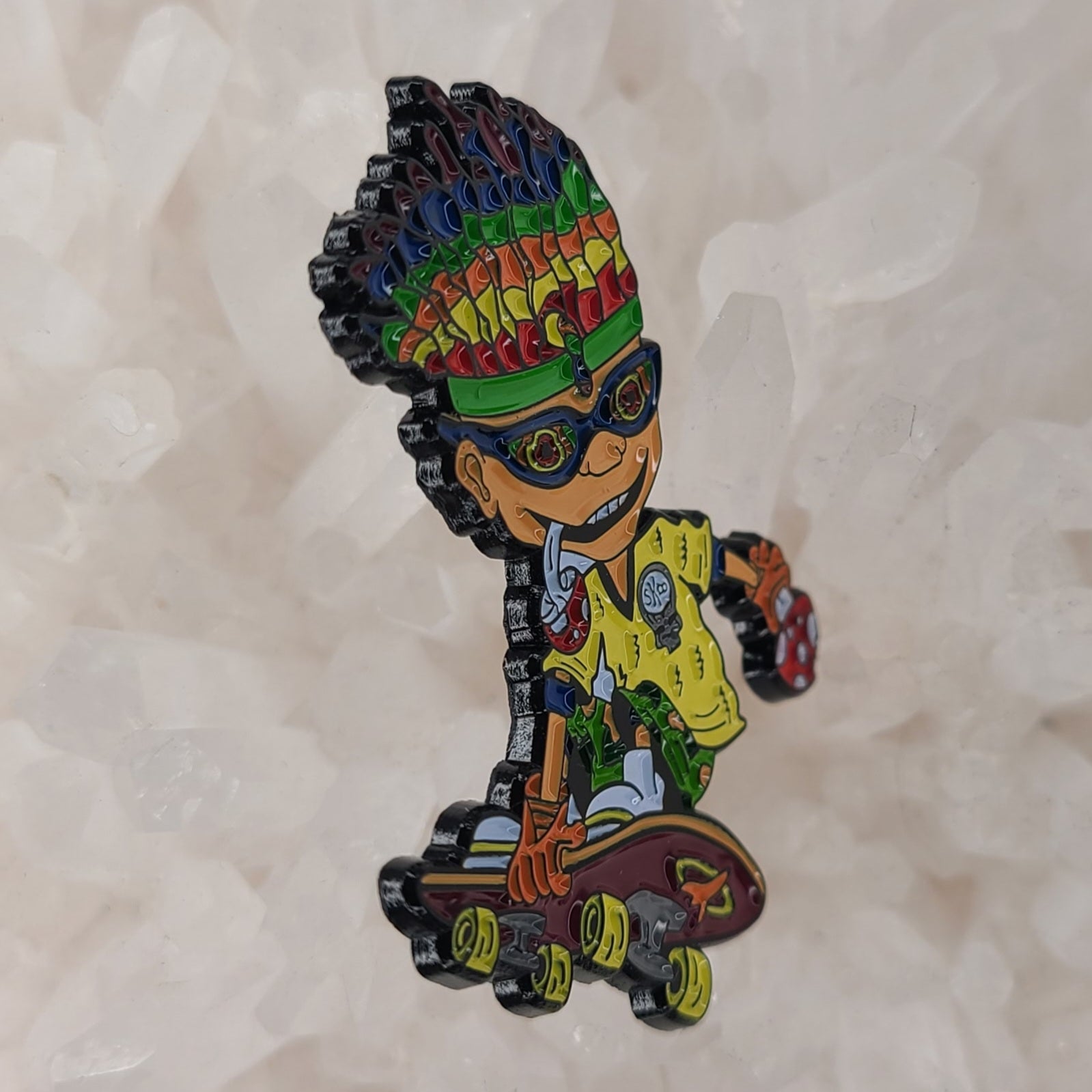 Rainbow Rocket Otto Power Skateboard Mushroom 90s Cartoon Enamel Pin Hat Pin Lapel Pin Brooch Badge Festival Pin