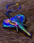 Rainbow Chakra Flower Elephant Sacred Geometry Mandala Animal Anodized 3D Metal Keychains Key-Chain Key Chains