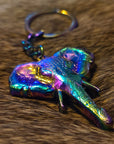 5 Pack - Rainbow Chakra Flower Elephant Sacred Geometry Mandala Animal Anodized 3D Metal Wholesale Keychains Key-Chain Bulk Key Chains