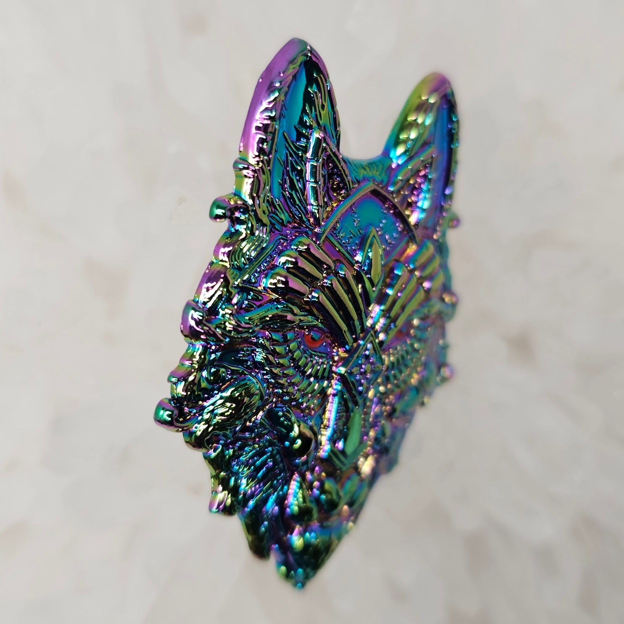 5 Pack - Sacred Crystal Wolf Fractal Coyote Trippy Dog Psychedelic Art Wolves Wholesale 3D Rainbow Metal Enamel Pin Hat Pin Bulk Lapel Pin Brooch Badge Festival Pin