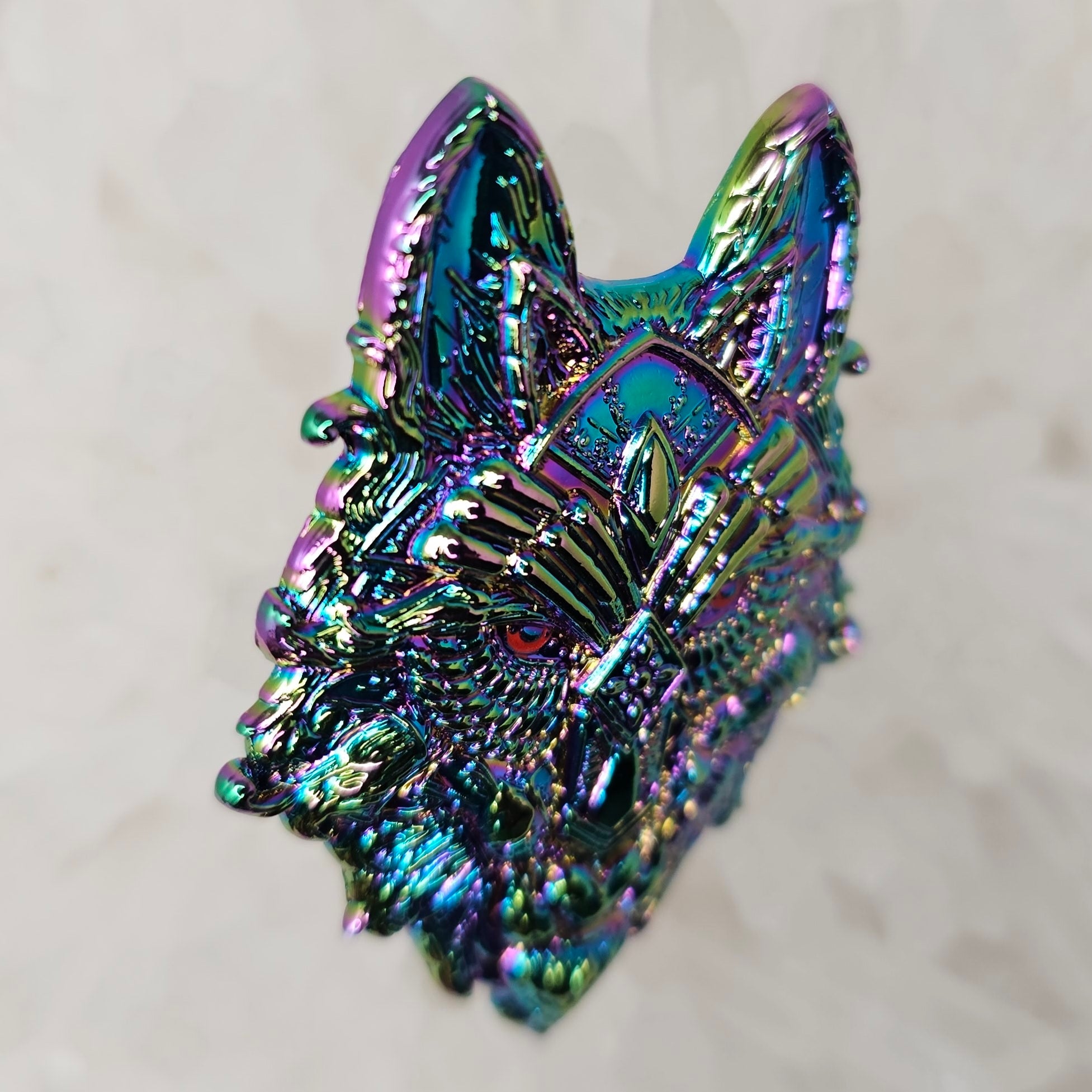 Sacred Crystal Wolf Fractal Coyote Trippy Dog Psychedelic Art Wolves 3D Rainbow Metal Enamel Pin Hat Pin Lapel Pin Brooch Badge Festival Pin
