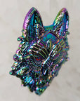 Sacred Crystal Wolf Fractal Coyote Trippy Dog Psychedelic Art Wolves 3D Rainbow Metal Enamel Pin Hat Pin Lapel Pin Brooch Badge Festival Pin