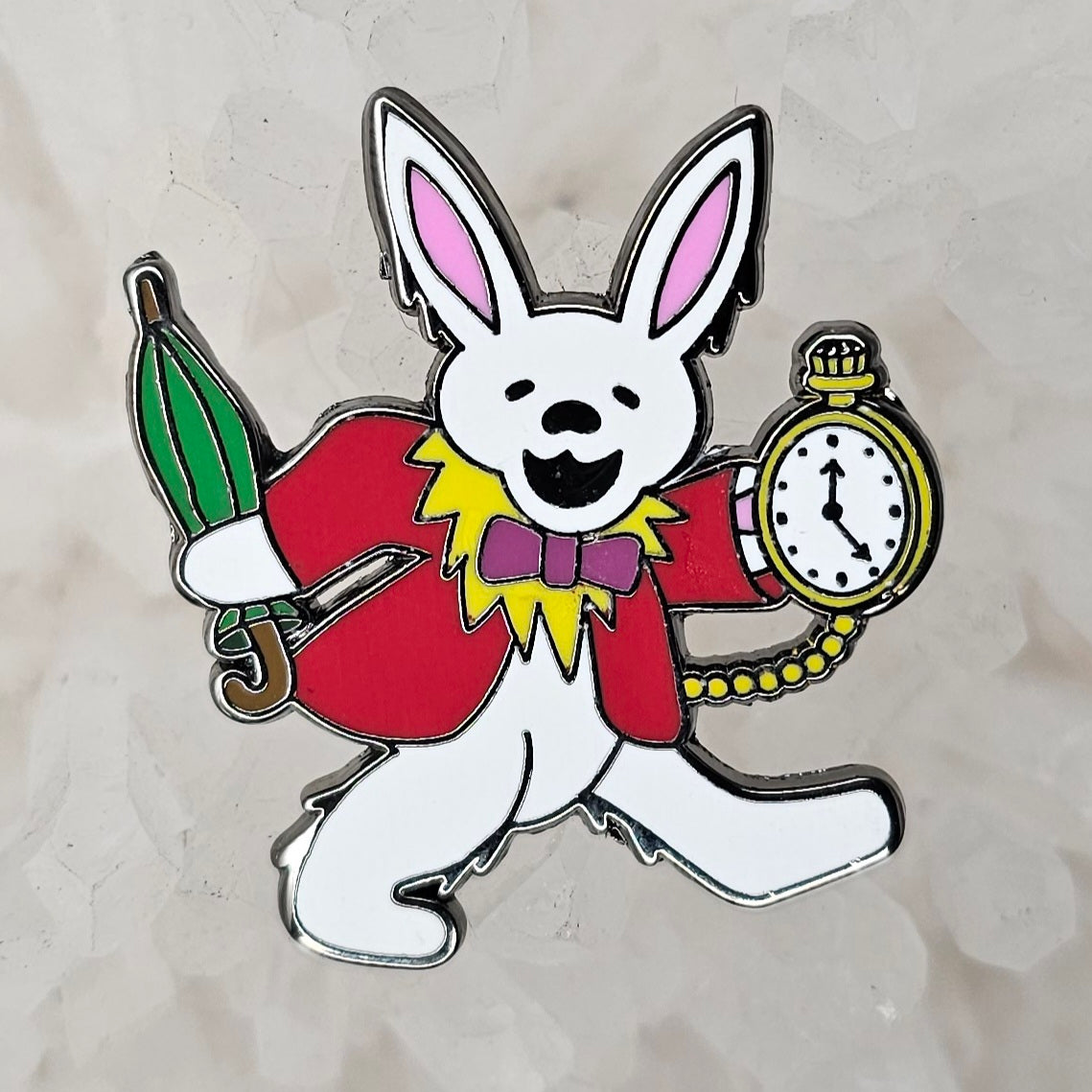 Forever Grateful White Rabbit Dead In Wonderland Dancing Bear Enamel Pins Hat Pins Lapel Pin Brooch Badge Festival Pin