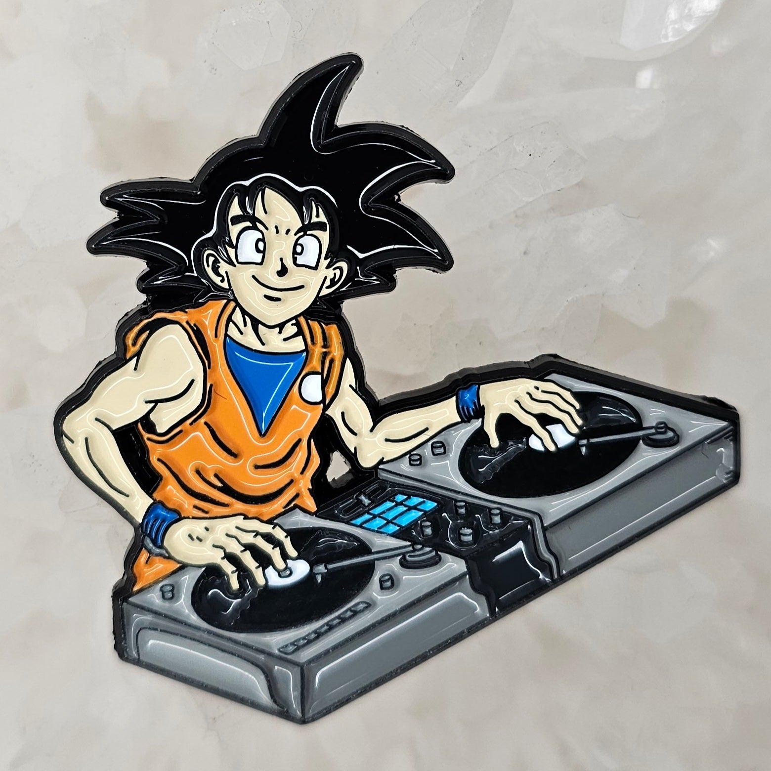 Dj Goku Super Vinyl Sayan Edm Anime Dubstep 2000s Cartoon Enamel Pins Hat Pins Lapel Pin Brooch Badge Festival Pin