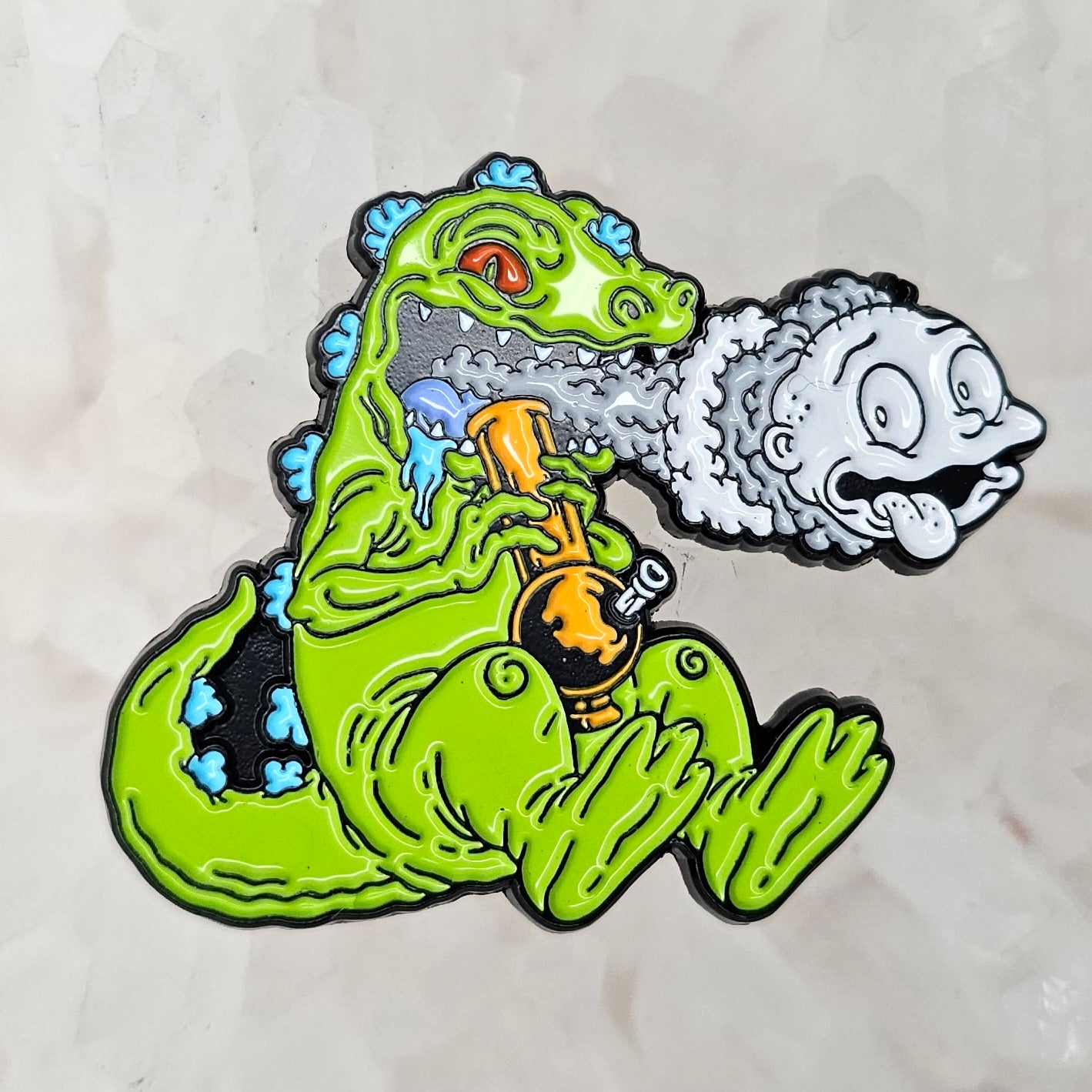 Ripped Reptar Stoner Tommy Rug Rat 90s Cartoon Weed Parody Enamel Pins Hat Pins Lapel Pin Brooch Badge Festival Pin