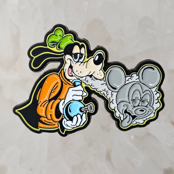 Globbin Goofy Stoner Mickey 90s Cartoon Mouse Weed Parody Enamel Pins –  Mythical Merch