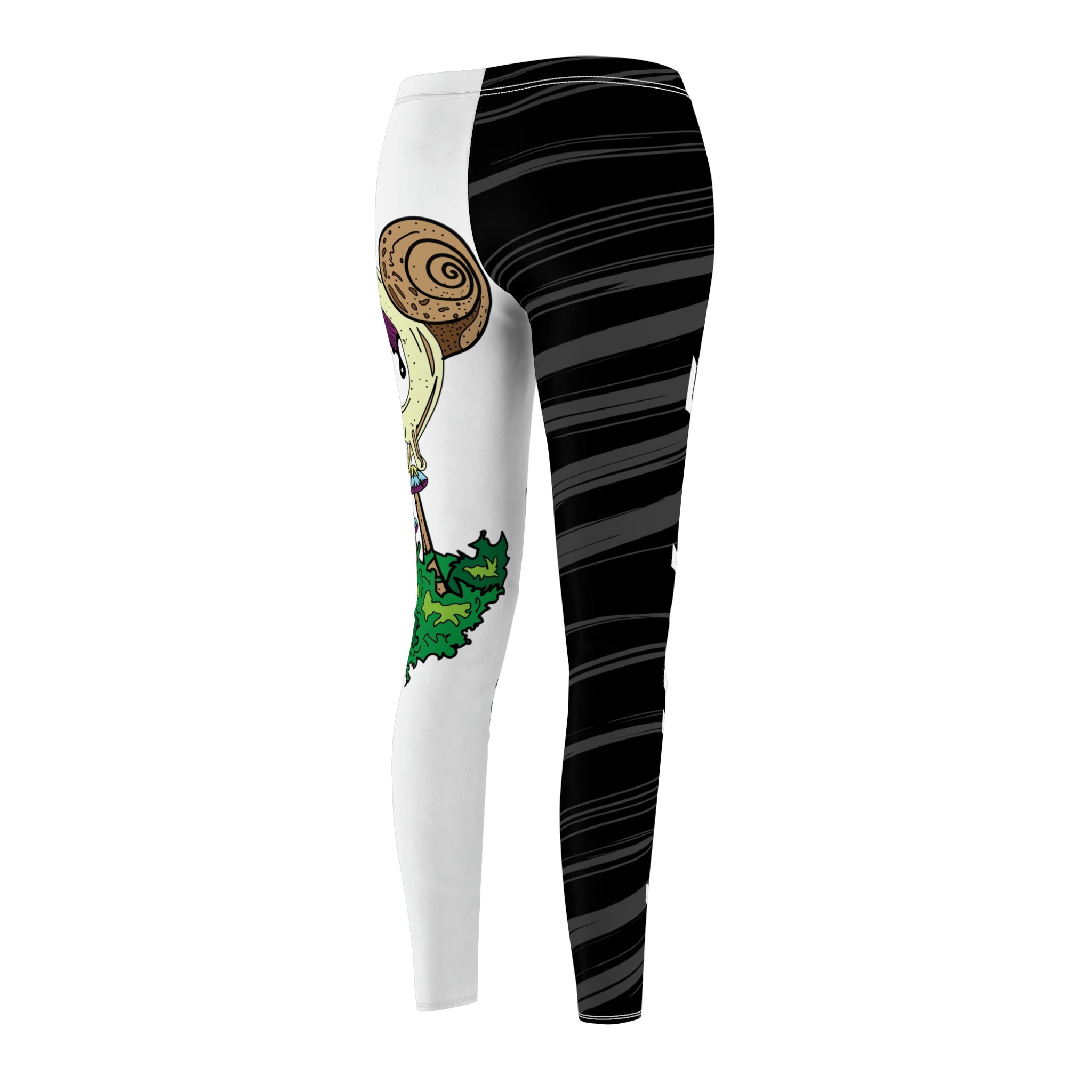 Inky Cap Mushroom Snail Black &amp; White Women&#39;s Cut &amp; Sew Casual Leggings Stockings Tights Pants By Erin Barnhart X Mythical Merch