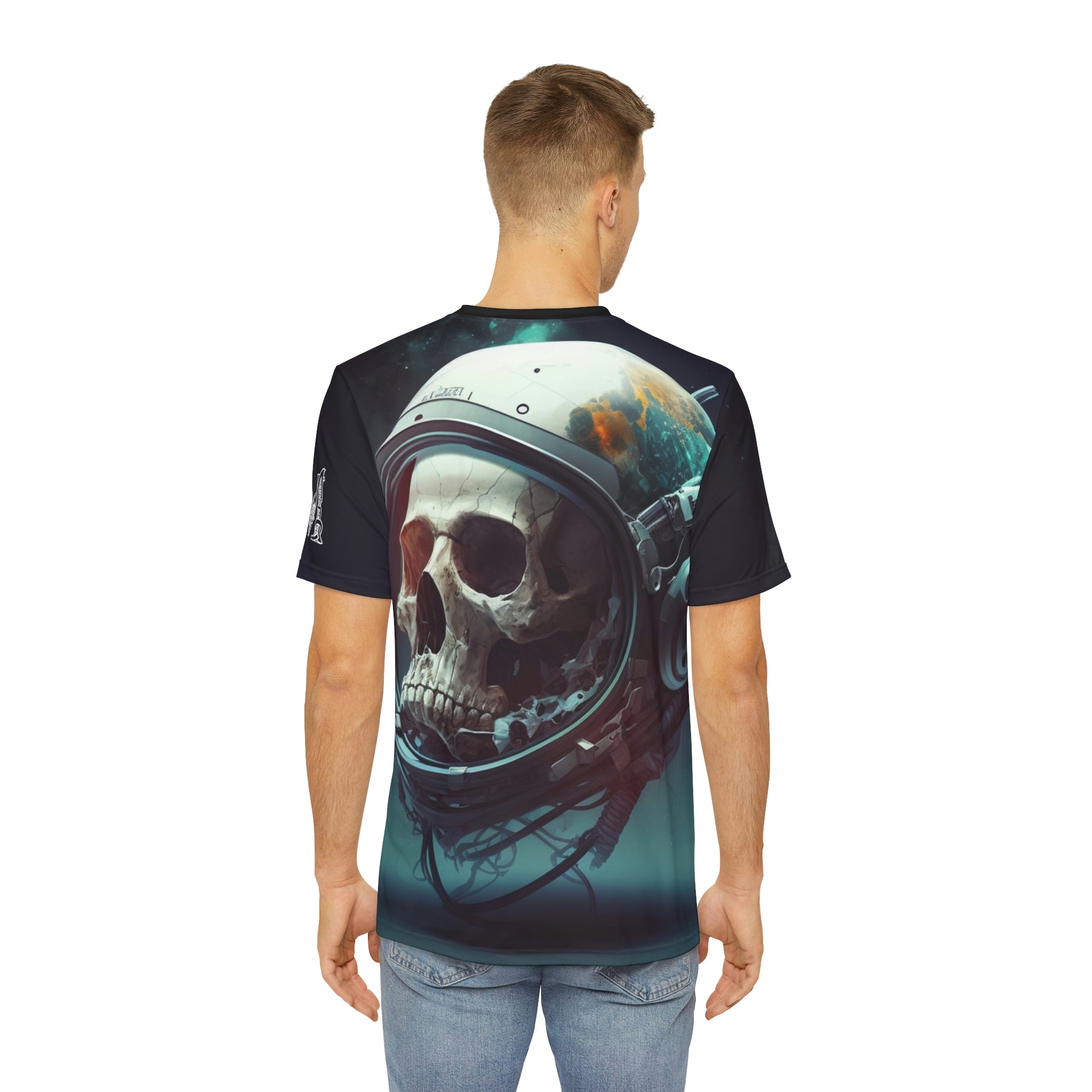 Undead Astronaut Space Man Skull Space Art Men&#39;s Polyester Tee (AOP) By Mythical Merch