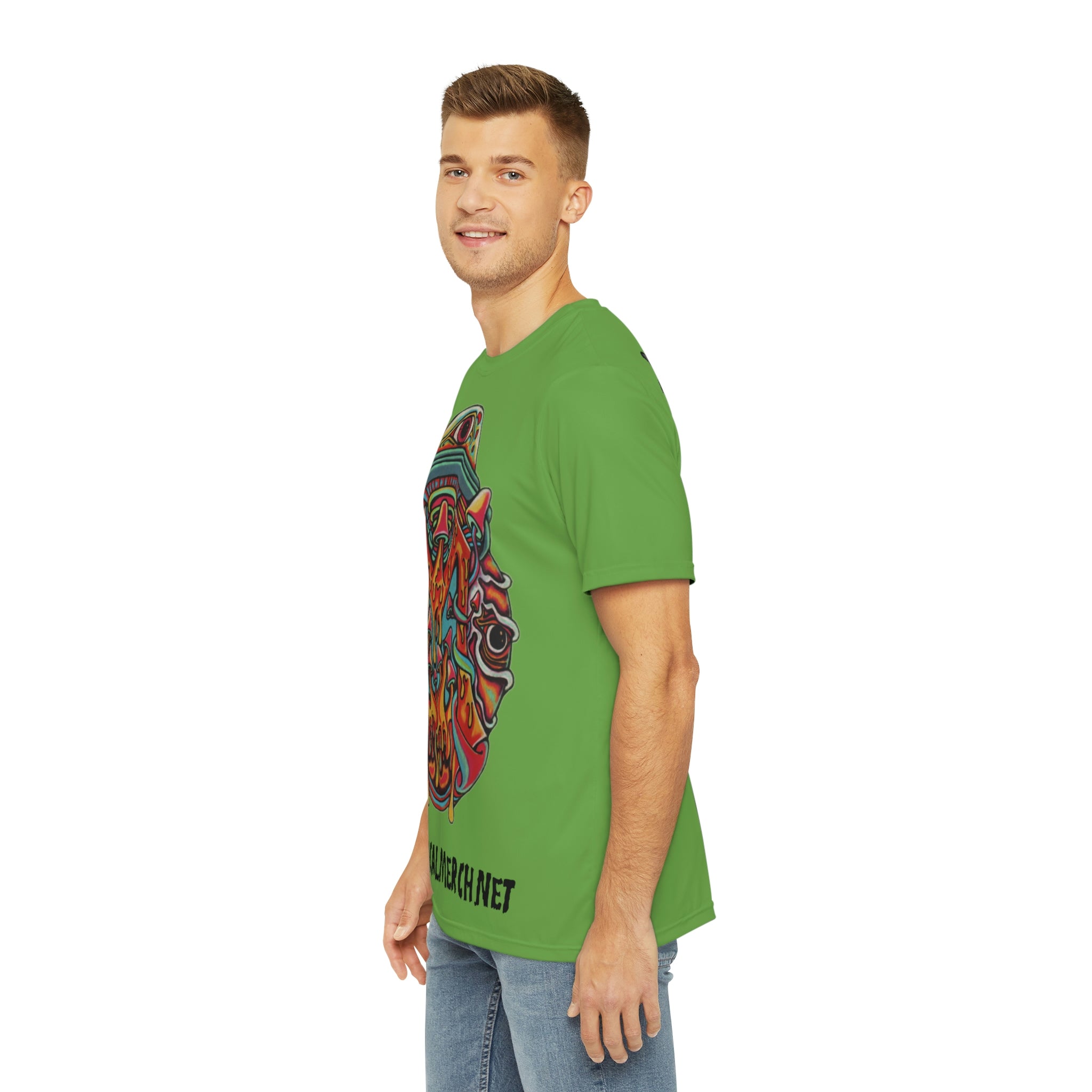 Mythical Merch Ufo Mushroom Alien Abduction Men&#39;s Polyester Tee (AOP) By Jason Portante X Mythical Merch