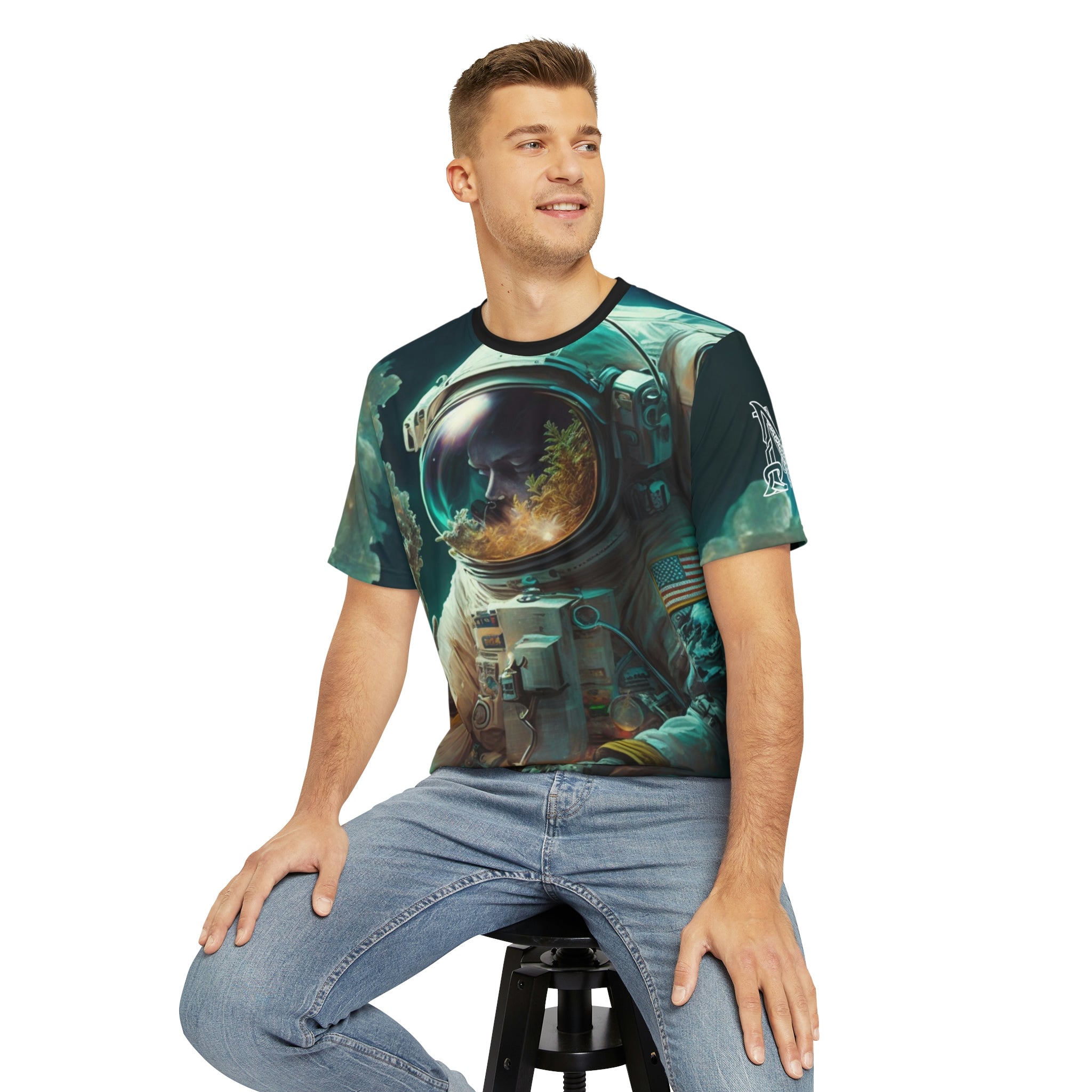 Smokey Space Man Nature Astronaut Men&#39;s Polyester Tee (AOP) By Mythical Merch