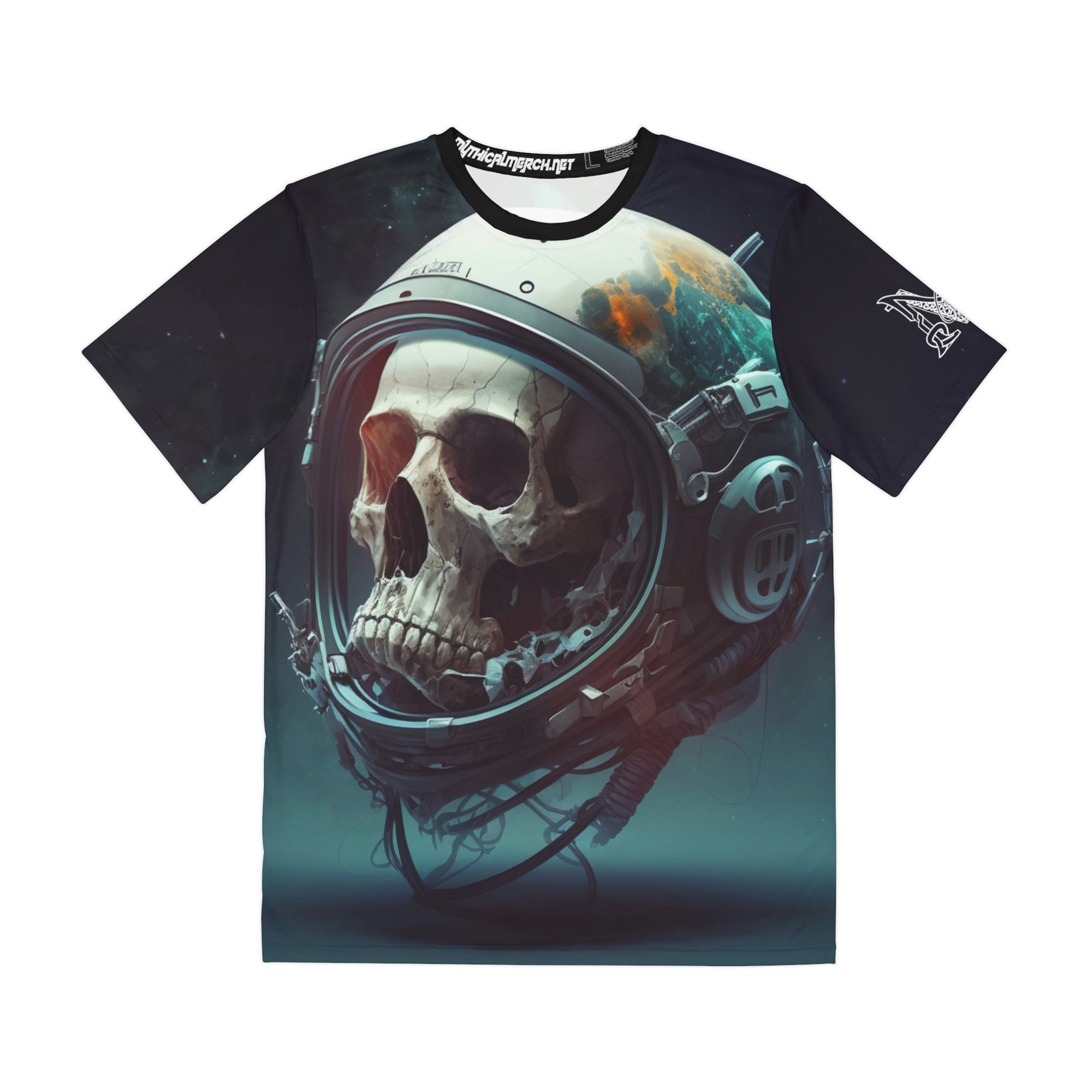 Undead Astronaut Space Man Skull Space Art Men&#39;s Polyester Tee (AOP) By Mythical Merch