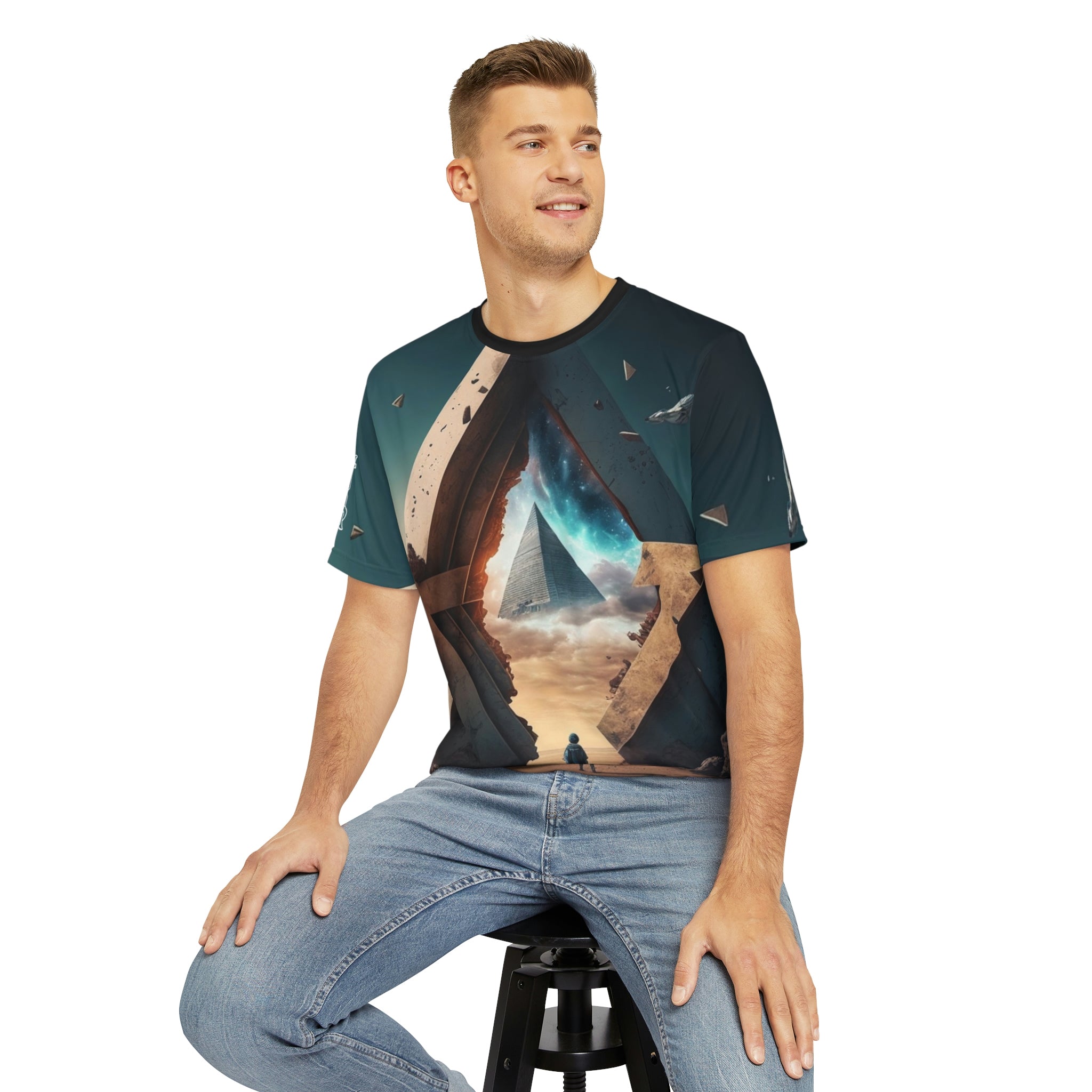 Portal Pyramid Ascension Egyptian Star Gate Men&#39;s Polyester Tee (AOP) By Mythical Merch