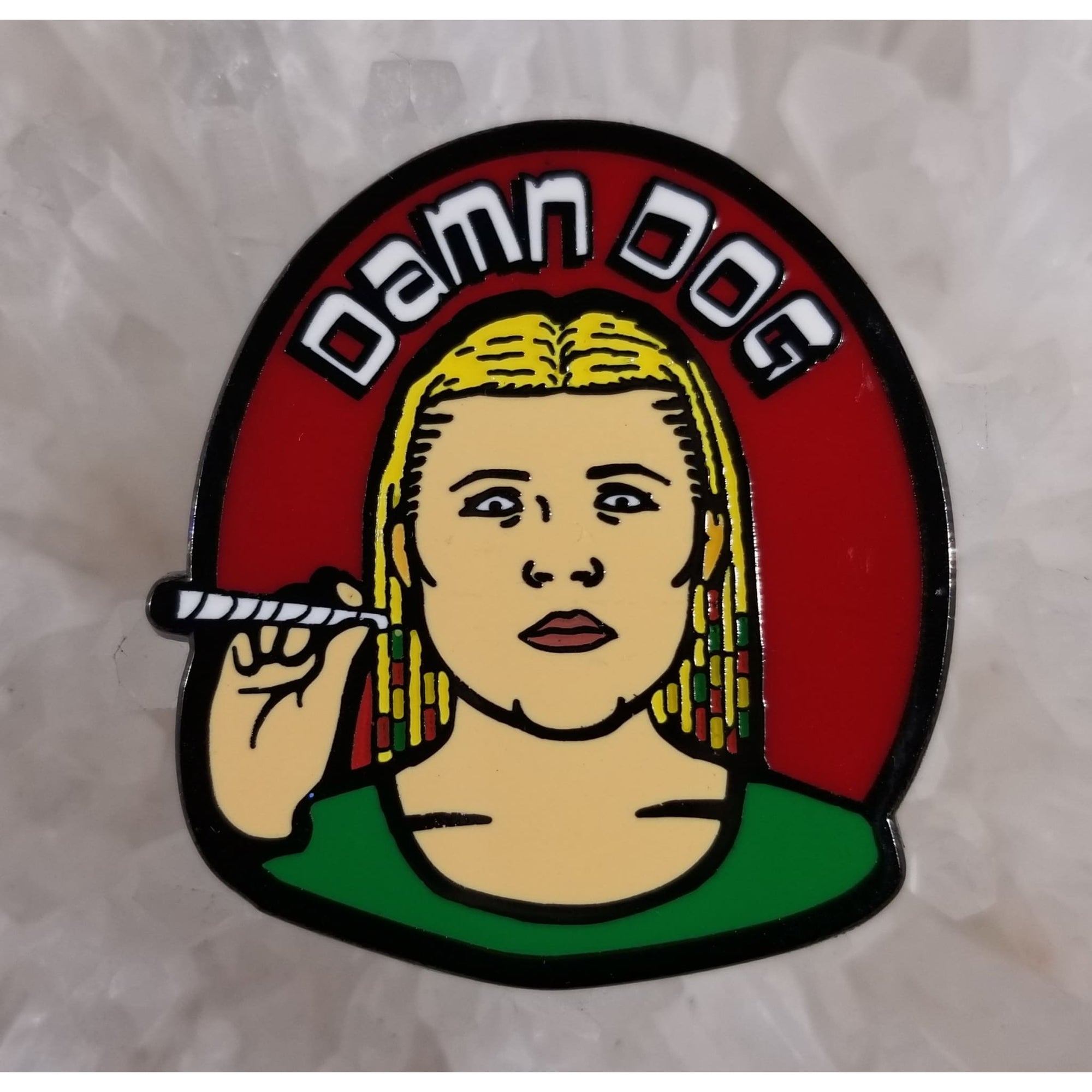 Archer Damn Dog Pot Head Pam Rasta Weed Enamel Hat Pin - Enamel/Metal