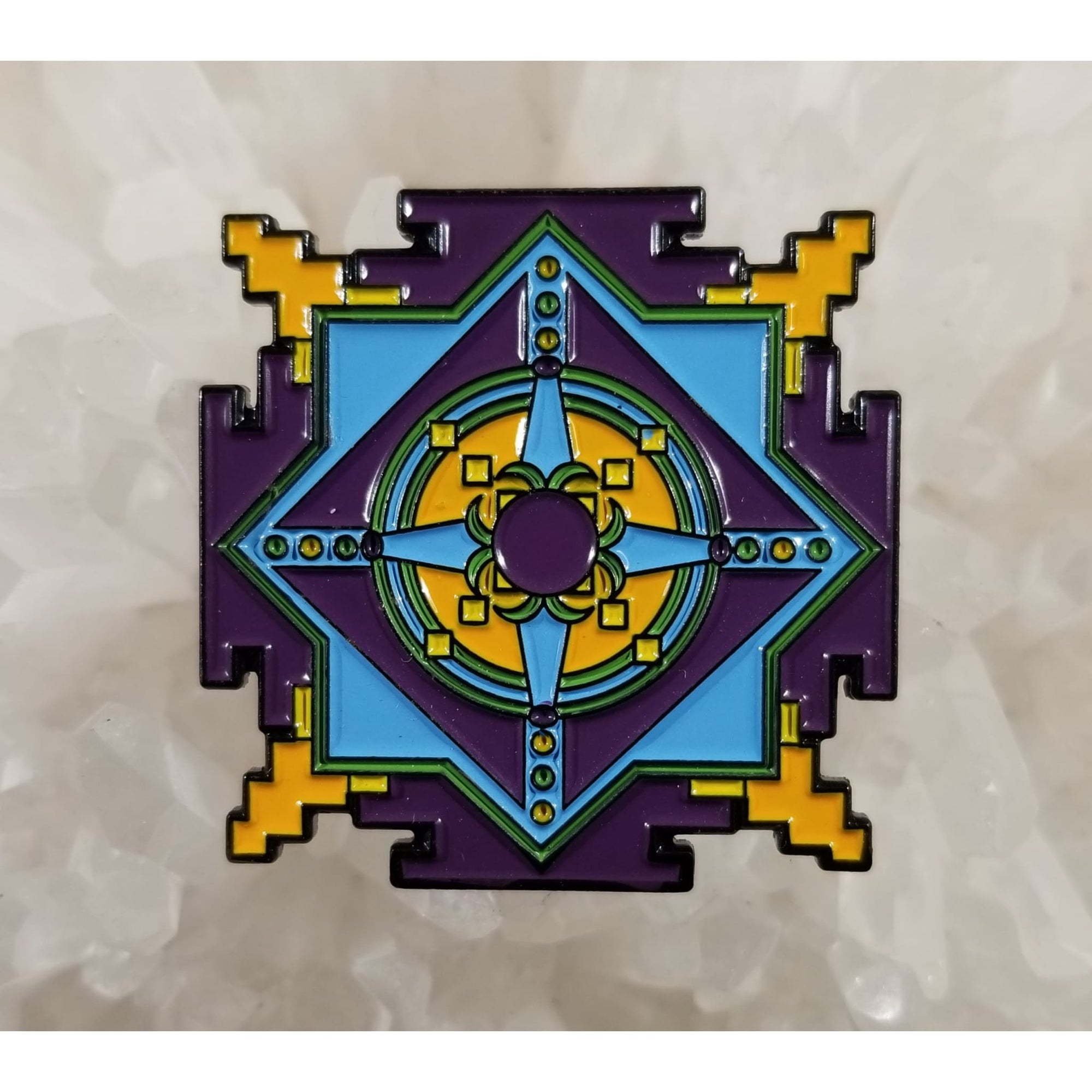 Atom Expansion Sacred Geometry Psychedelic Art Enamel Hat Pin - Enamel/Metal