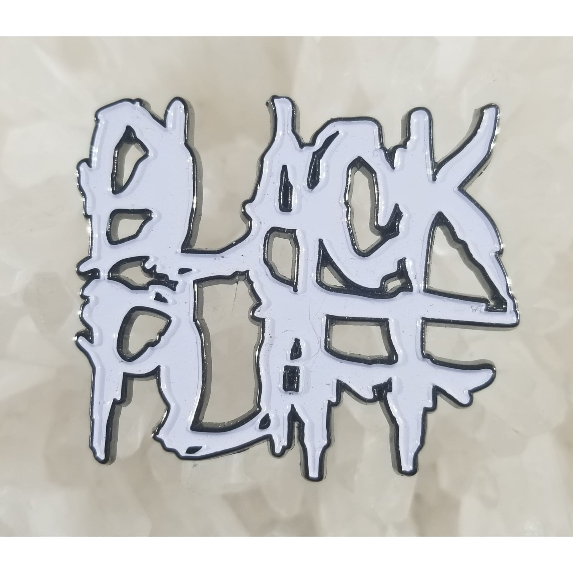 Black Fluff White Fluff LSD Acid Blotter Enamel Hat Pin - Enamel/Metal