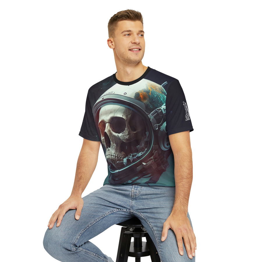 Undead Astronaut Space Man Skull Space Art Men's Polyester Tee (AOP) By Mythical Merch