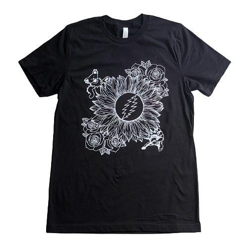 Forever Grateful Daisy Terrapin Dancing Bear Flower Dead Lot Black Unisex Short Sleeve T Shirt