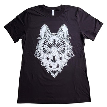 Sacred Crystal Wolf Fractal Coyote Trippy Dog Psychedelic Art Wolves Black Unisex Short Sleeve T Shirt