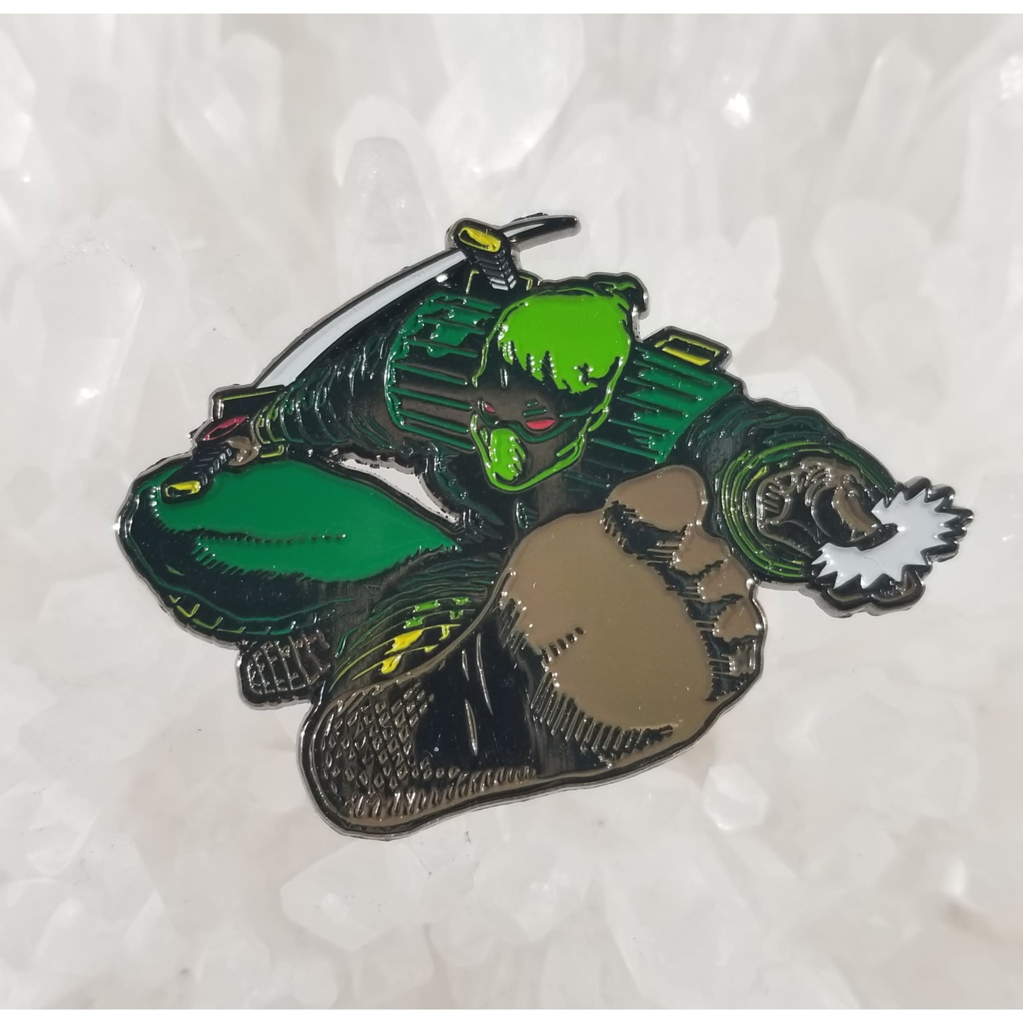 Green Ninja Power Rangers TMNT Ninja Turtles 90s Cartoon Enamel Hat Pin - Enamel/Metal