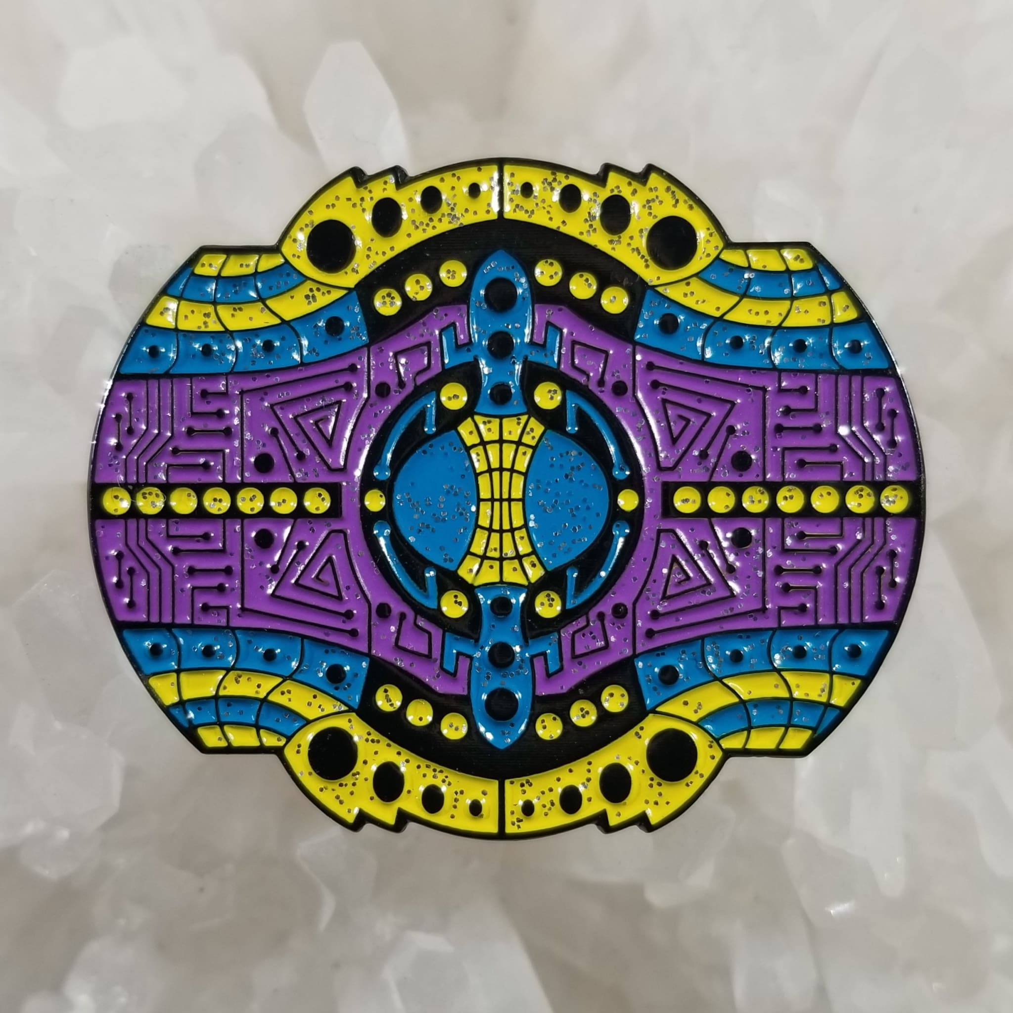 Inner Earth Sacred Geometry Psychedelic Art Enamel Hat Pin - Enamel/Metal