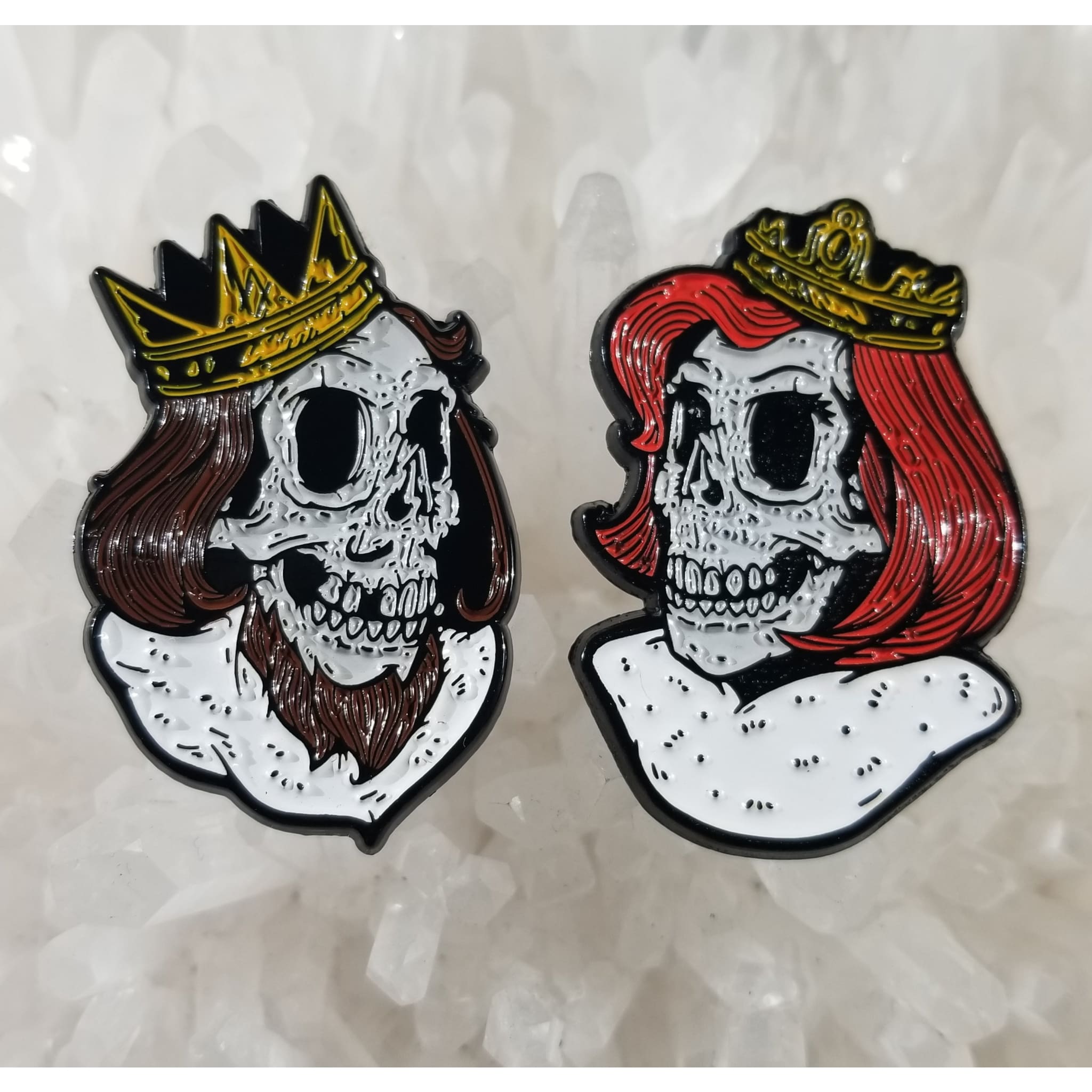 King And Queen Undead Zombies Crown Enamel Pin Set(2) - Enamel/Metal
