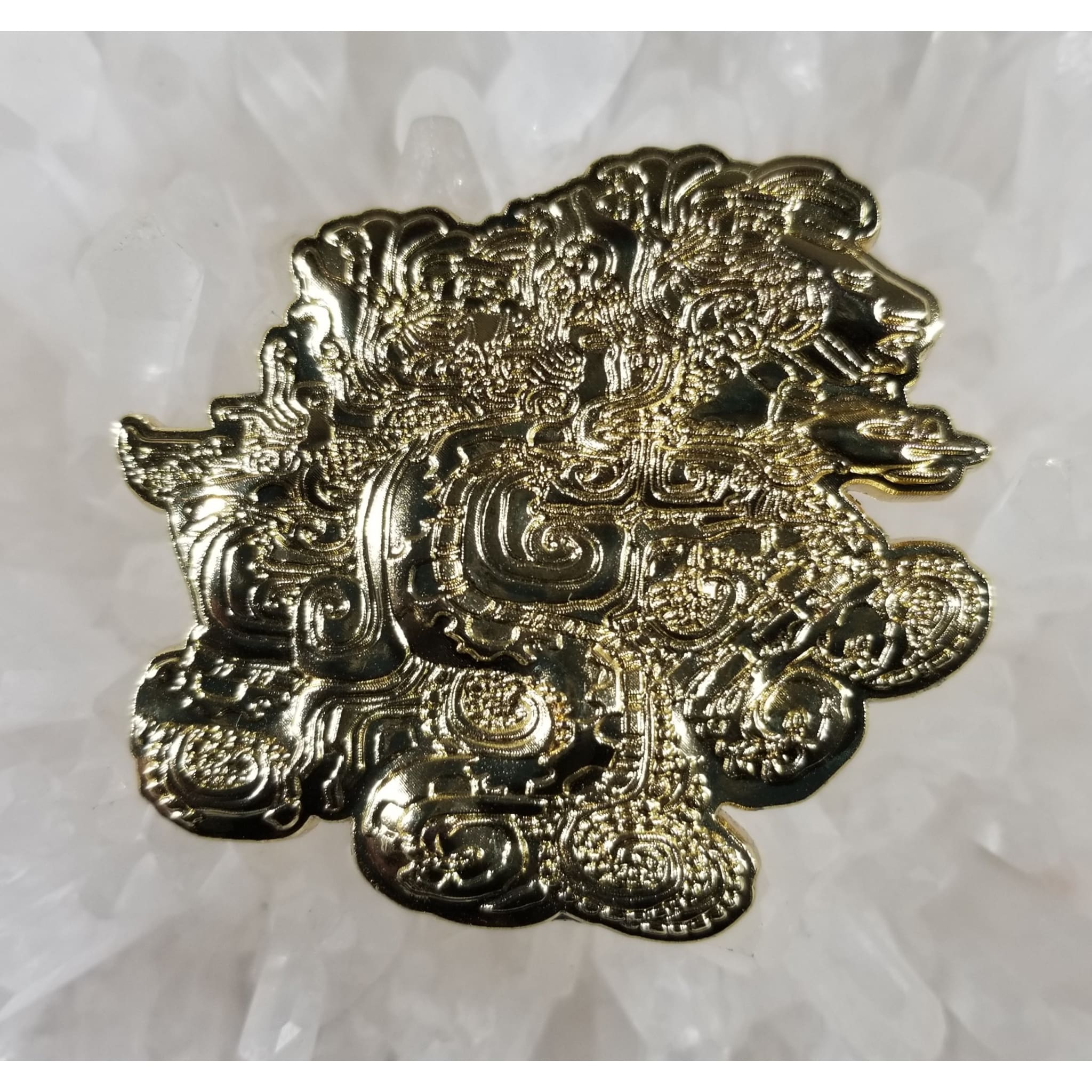 Mayan Aztec Wind God 3D Gold Metal Tribal Enamel Hat Pin - Enamel/Metal