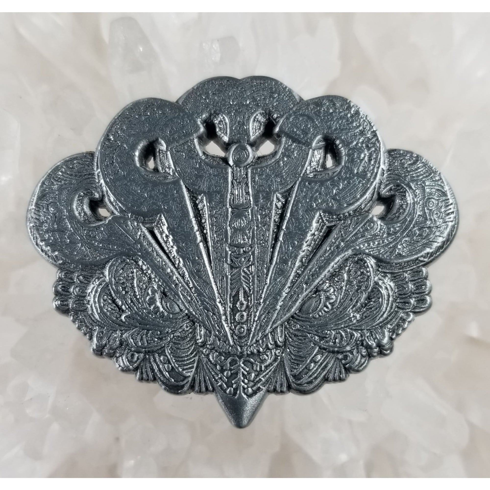 Owl Ancestors Psychedelic Art Bird Silver 3D Metal Enamel Hat Pin - Enamel/Metal