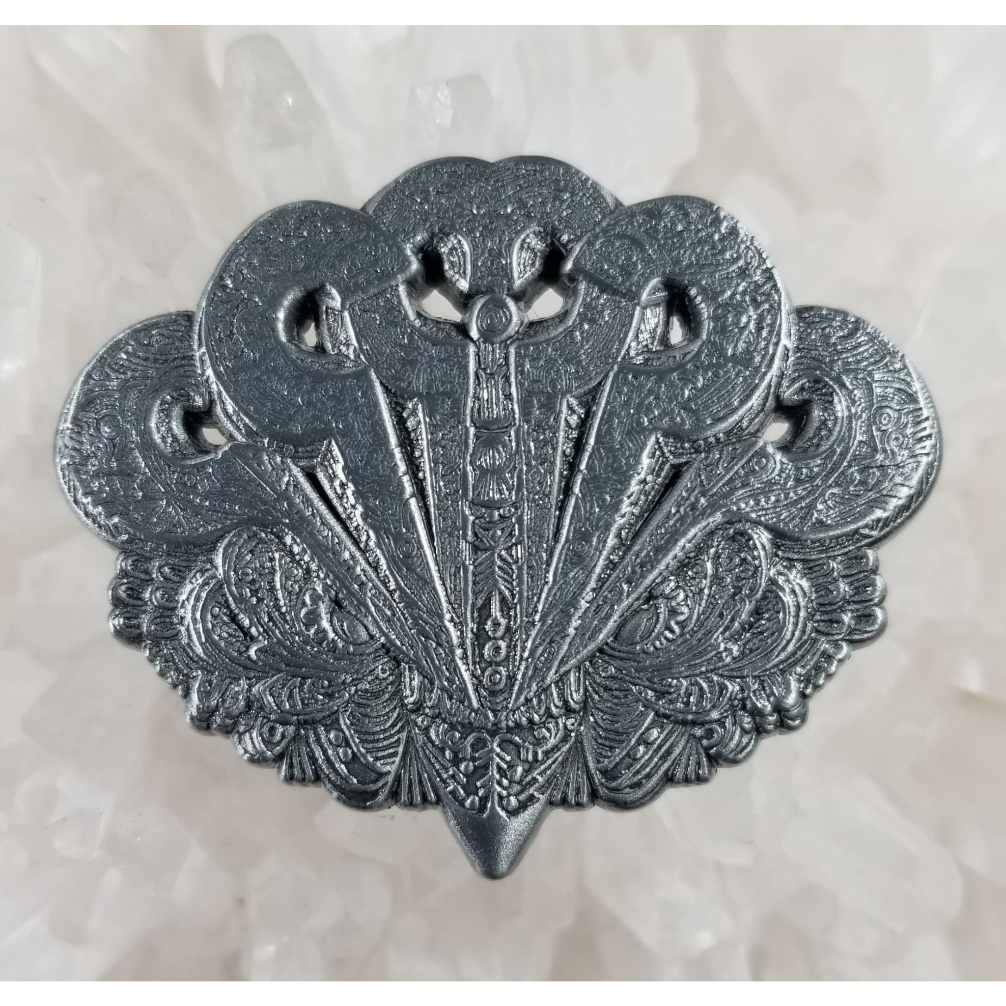Owl Ancestors Psychedelic Art Bird Silver 3D Metal Enamel Hat Pin - Enamel/Metal