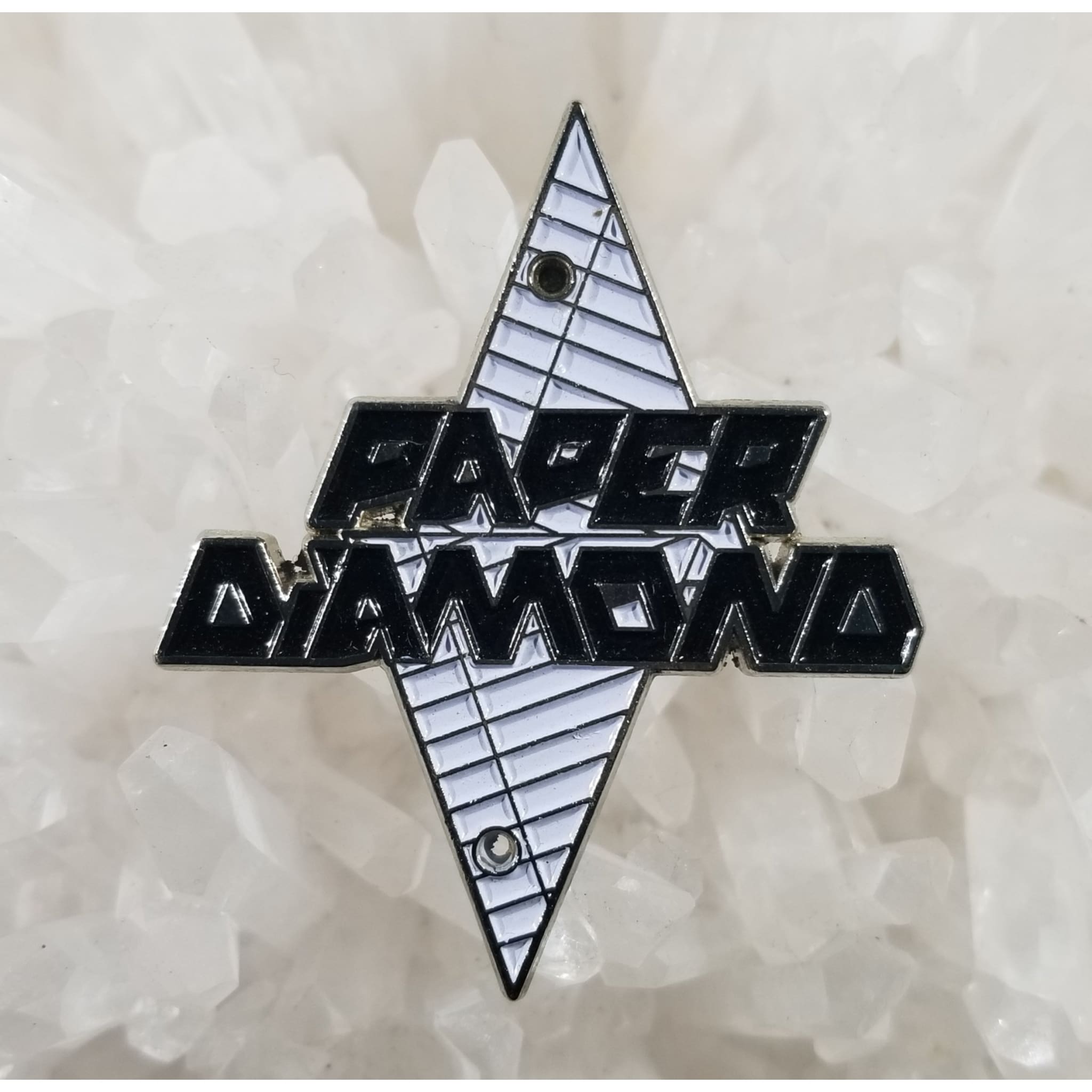 Paper Diamond Black EDM DJ Dubstep Paper Mache Enamel Hat Pin - Enamel/Metal