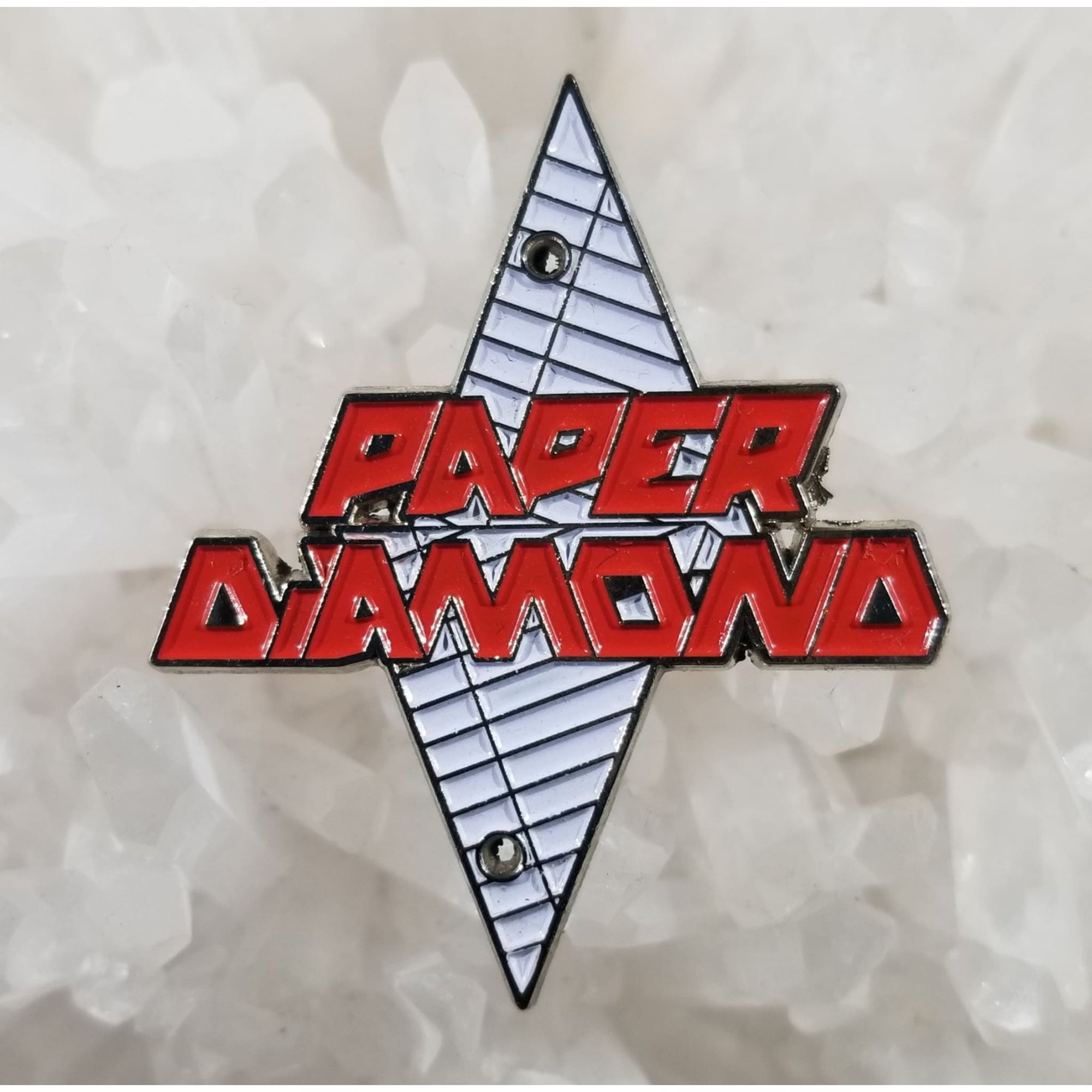 Paper Diamond Red EDM DJ Dubstep Paper Mache Enamel Hat Pin - Enamel/Metal