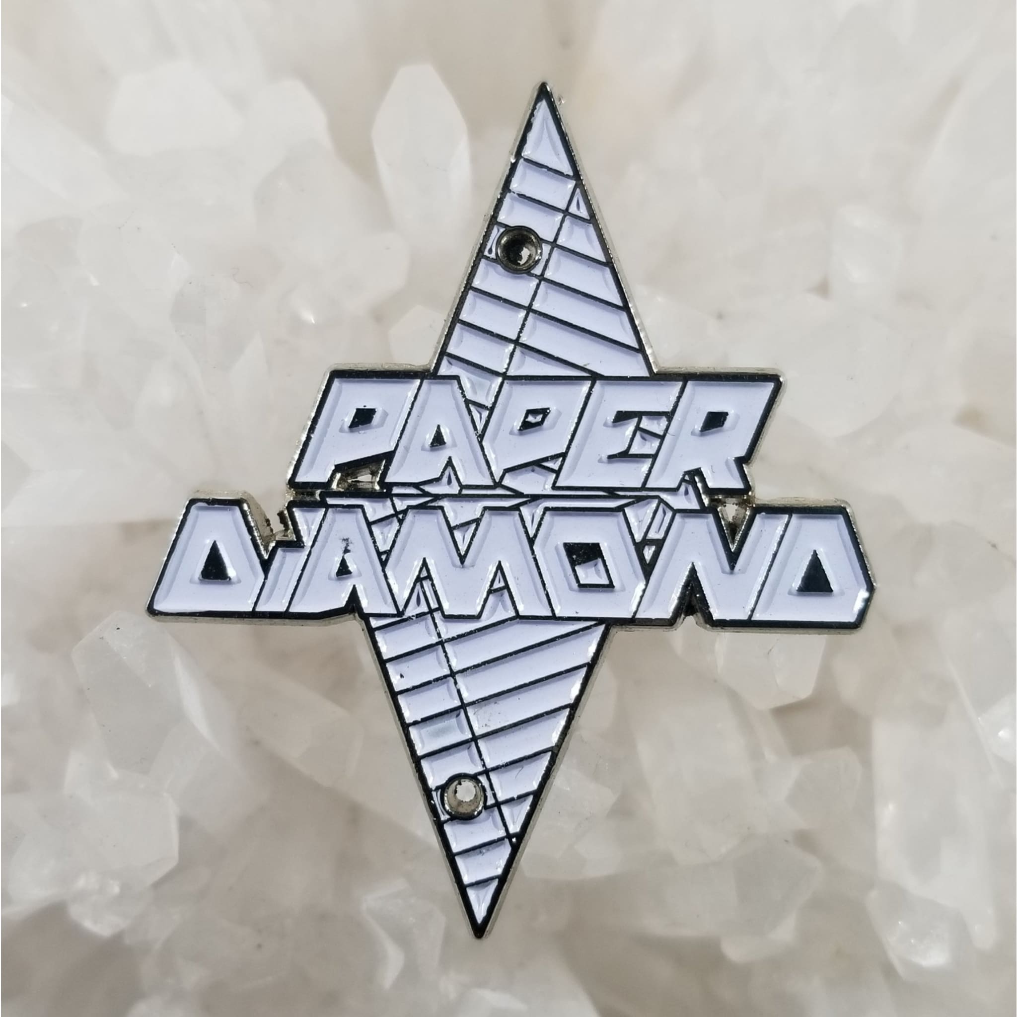 Paper Diamond White EDM DJ Dubstep Paper Mache Enamel Hat Pin - Enamel/Metal