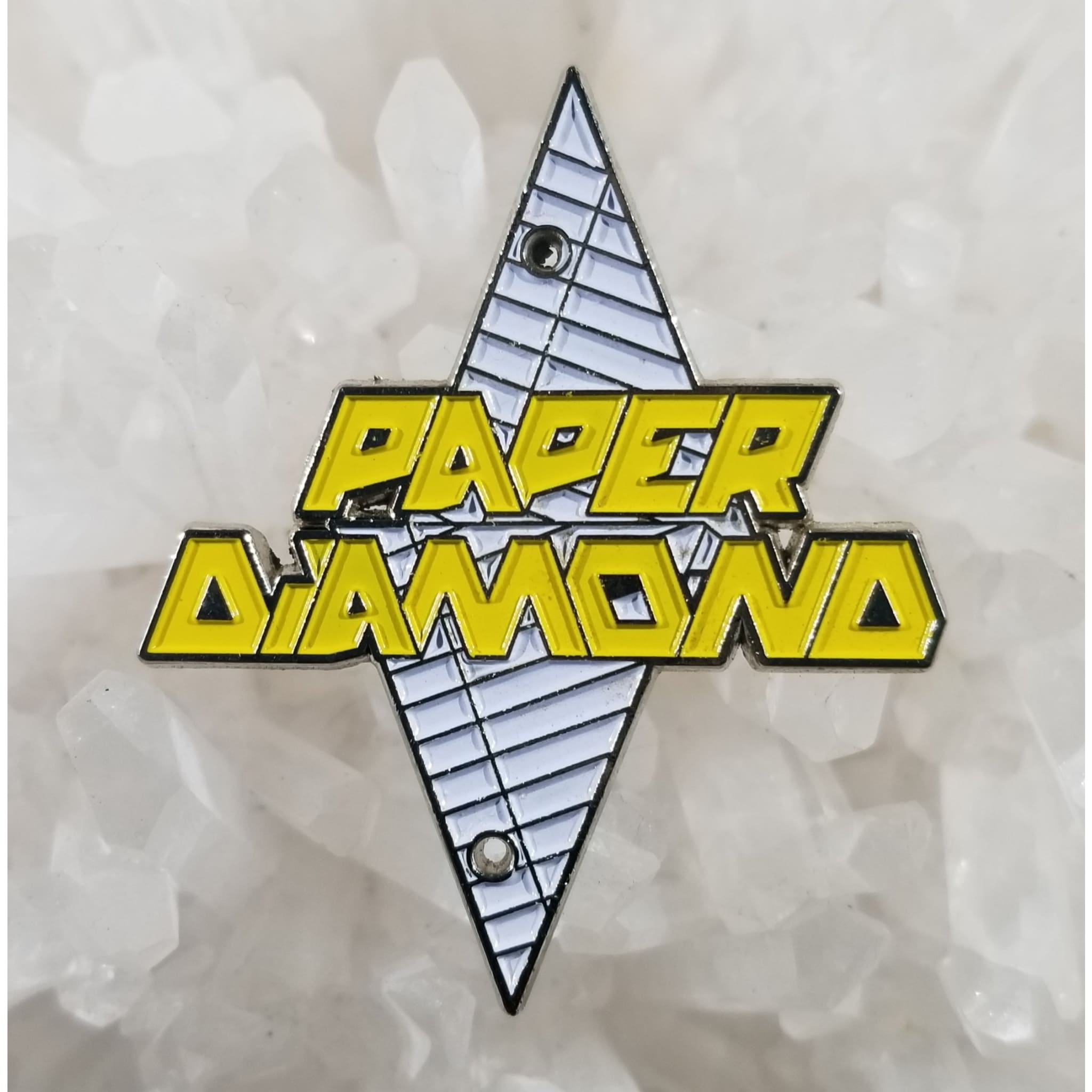 Paper Diamond Yellow EDM DJ Dubstep Paper Mache Enamel Hat Pin - Enamel/Metal