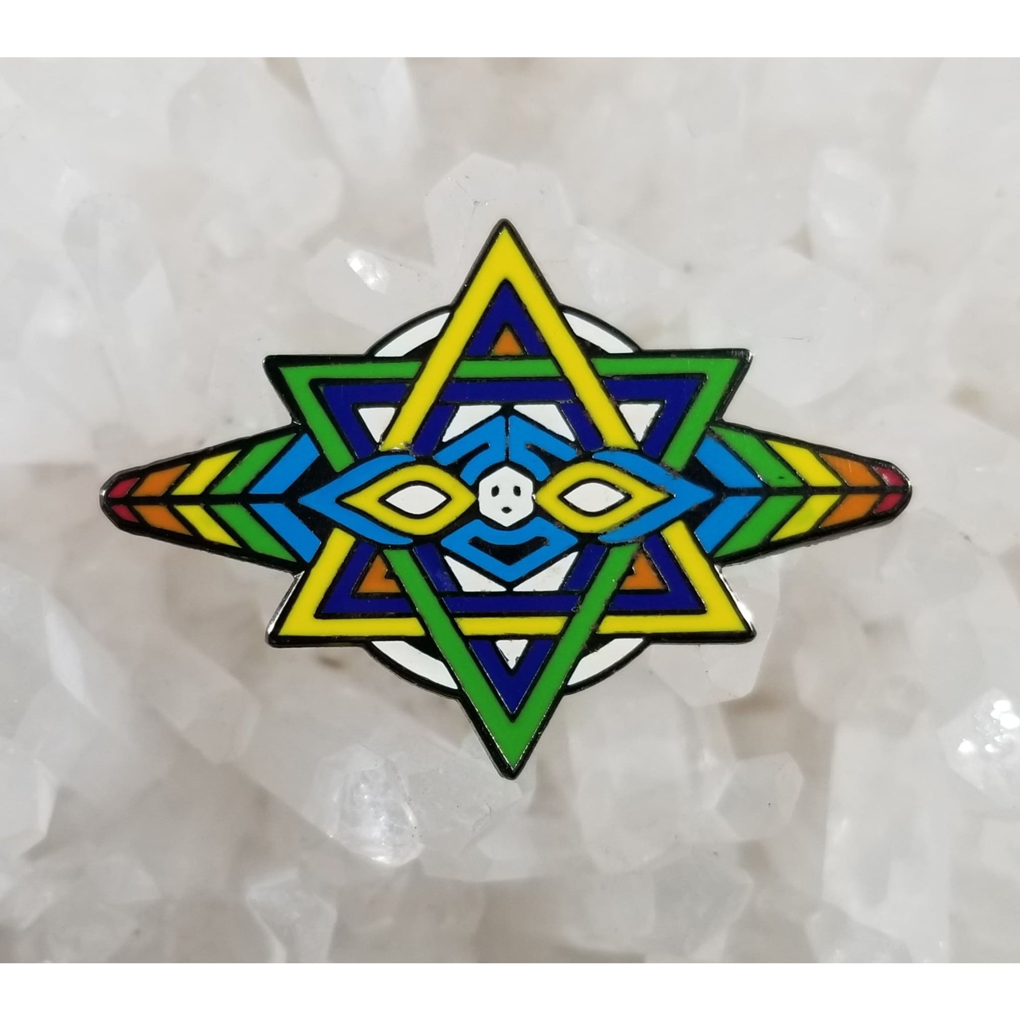 Rainbow Star Spectrum Sacred Geometry Psychedelic Art Enamel Hat Pin - Enamel/Metal