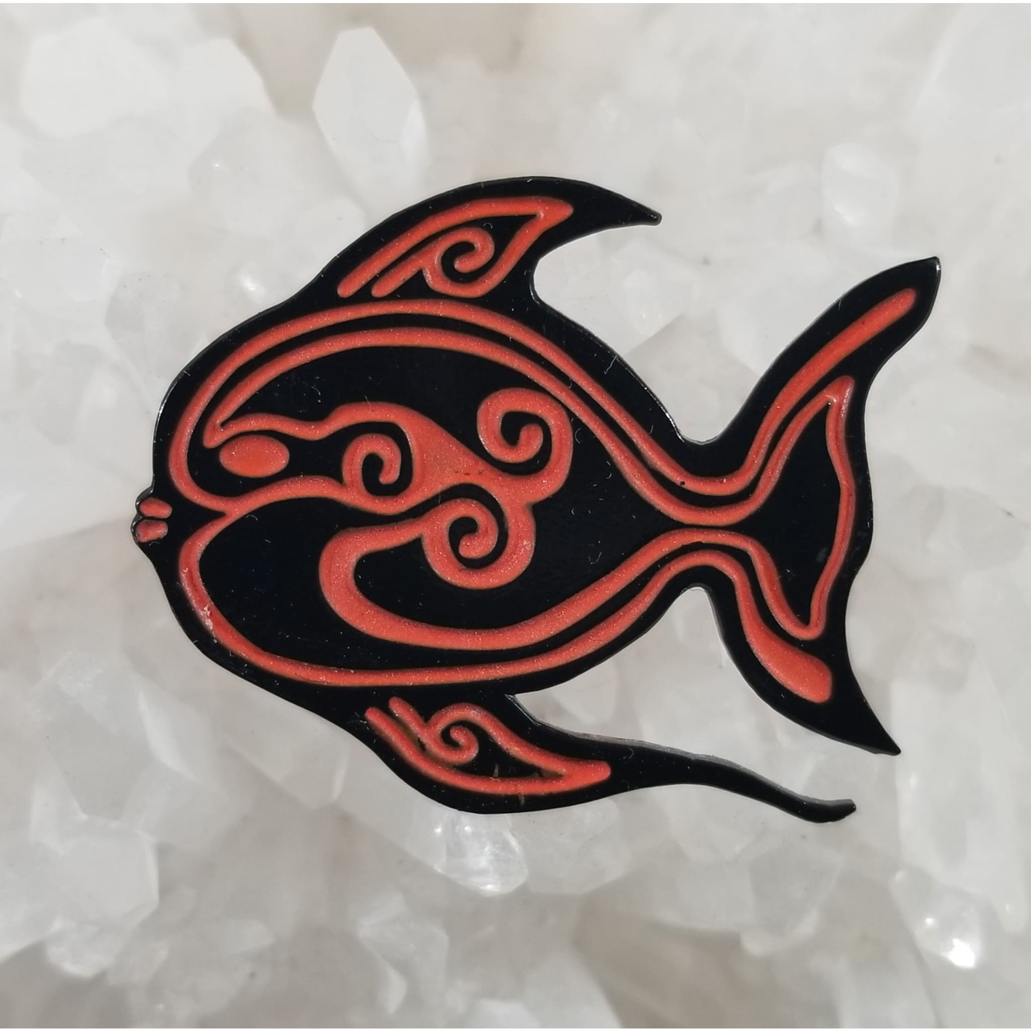 Sacred Fish Red Animal Art Glow Enamel Hat Pin - Enamel/Metal