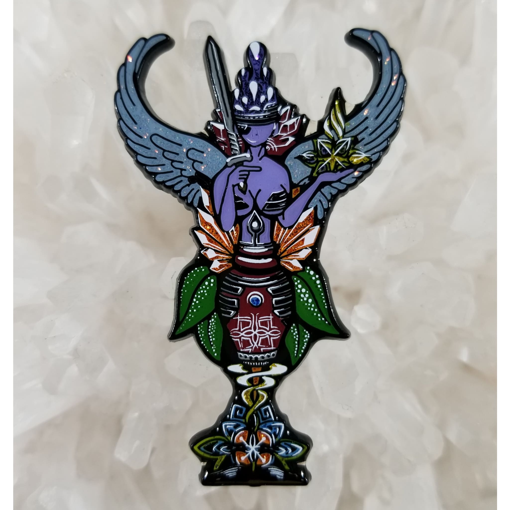 Sacred Sword Wings Totem Woman Sacred Geometry Enamel Hat Pin - Enamel/Metal