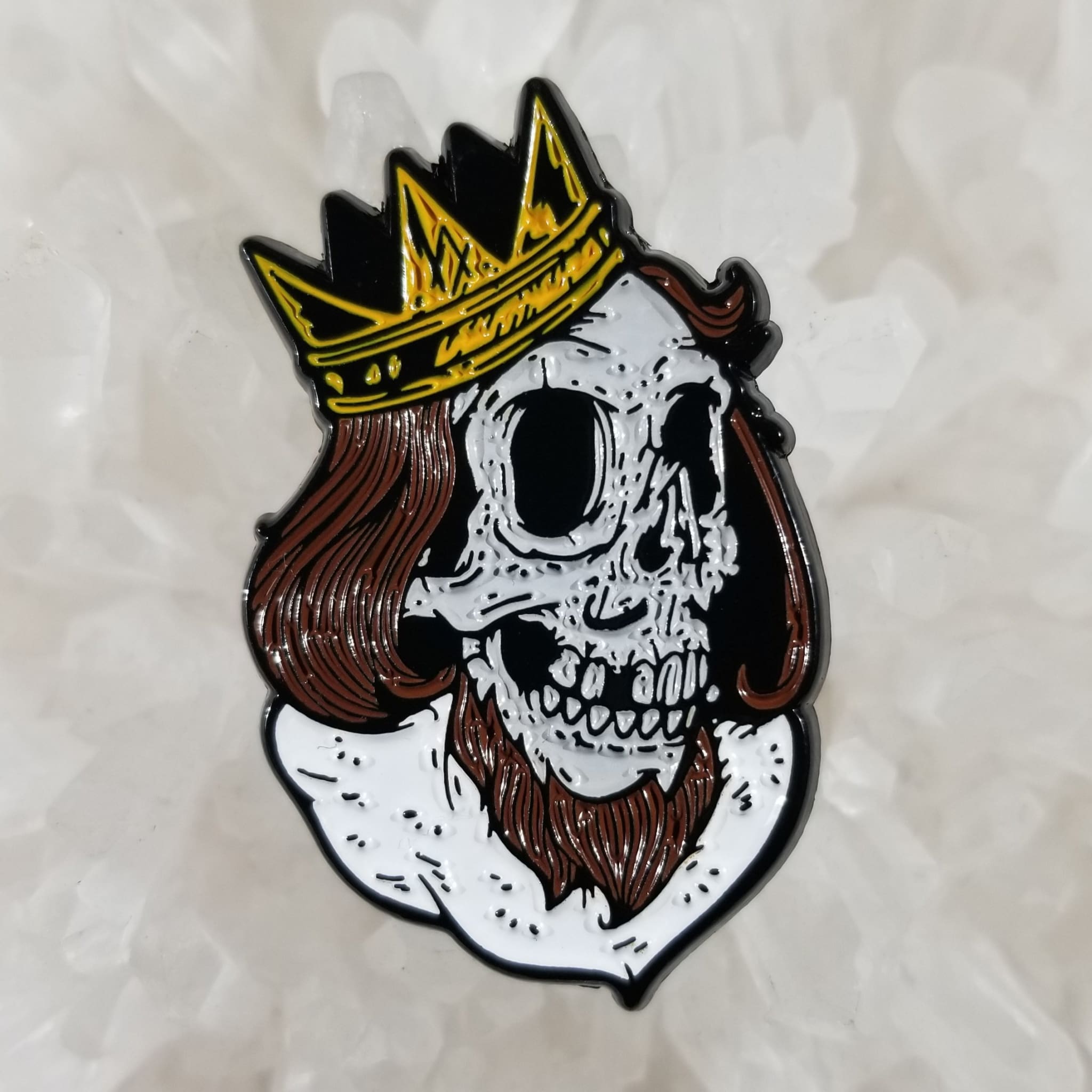 Undead King Crown Zombie Skull Skeleton Enamel Hat Pin - Enamel/Metal