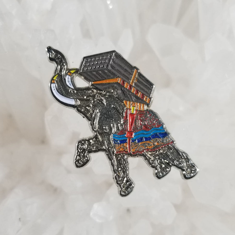 War Elephant Patriot Missile Rack Indian Animal Mashup Enamel Hat Pin - Enamel/Metal