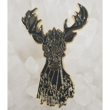 Zombie Stag Melting Undead Deer Buck Alien Elk Enamel Hat Pin - Enamel/Metal